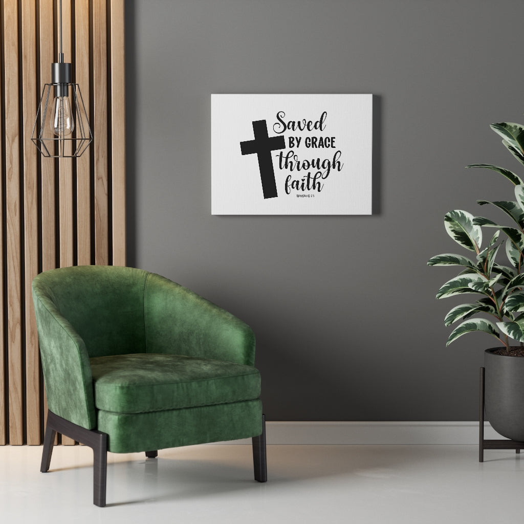 Scripture Walls Saved By Grace Ephesians 2:8 Bible Verse Canvas Christian Wall Art Ready to Hang Unframed-Express Your Love Gifts