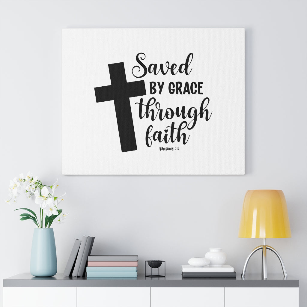 Scripture Walls Saved By Grace Ephesians 2:8 Bible Verse Canvas Christian Wall Art Ready to Hang Unframed-Express Your Love Gifts