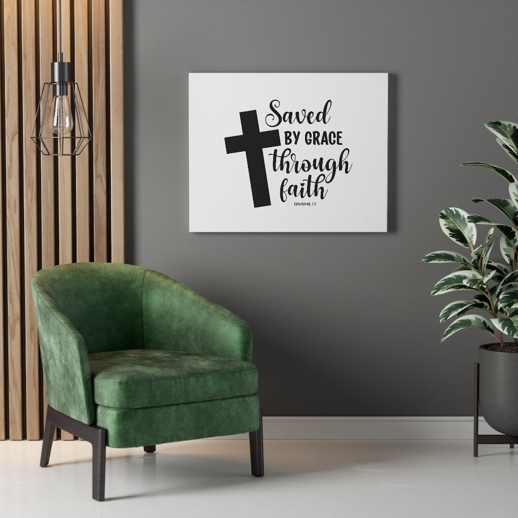 Scripture Walls Saved By Grace Ephesians 2:8 Bible Verse Canvas Christian Wall Art Ready to Hang Unframed-Express Your Love Gifts