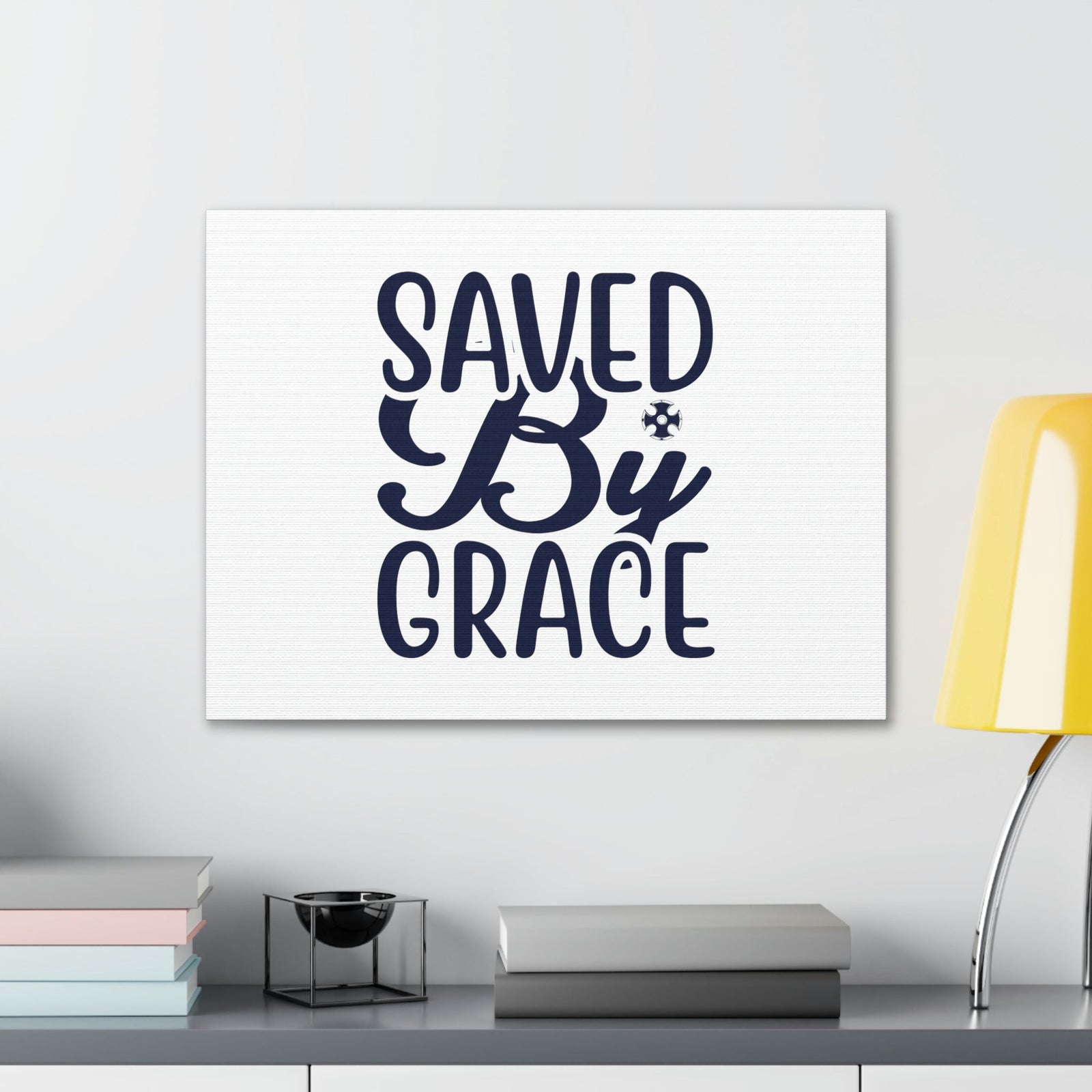 Scripture Walls Saved By Grace Ephesians 2:8 Blue Christian Wall Art Bible Verse Print Ready to Hang Unframed-Express Your Love Gifts