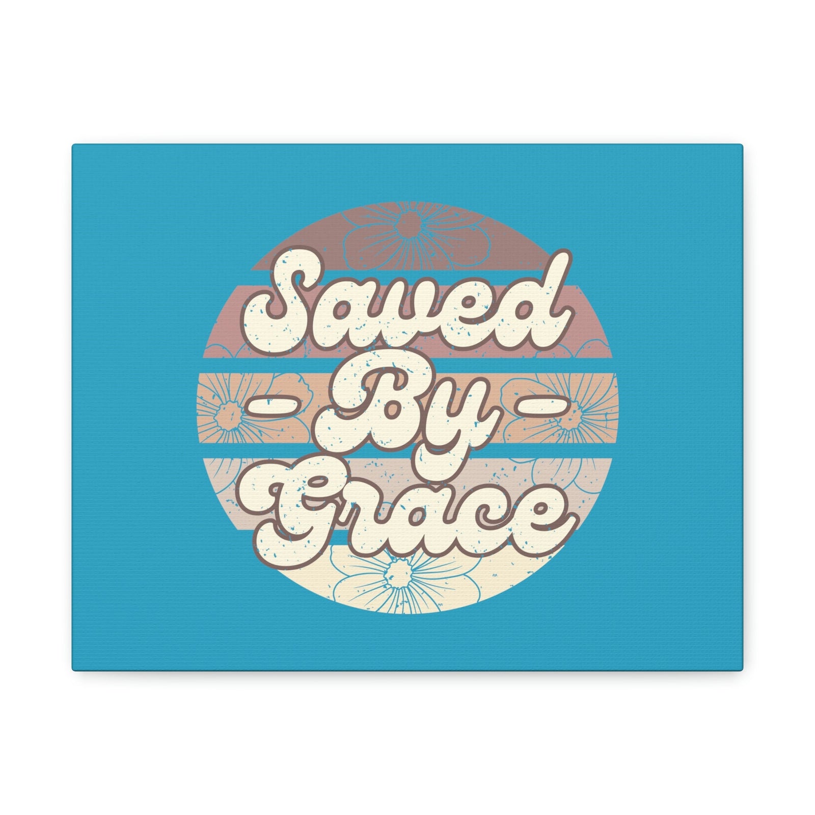 Scripture Walls Saved By Grace Ephesians 2:8 Circle Blue Christian Wall Art Bible Verse Print Ready to Hang Unframed-Express Your Love Gifts