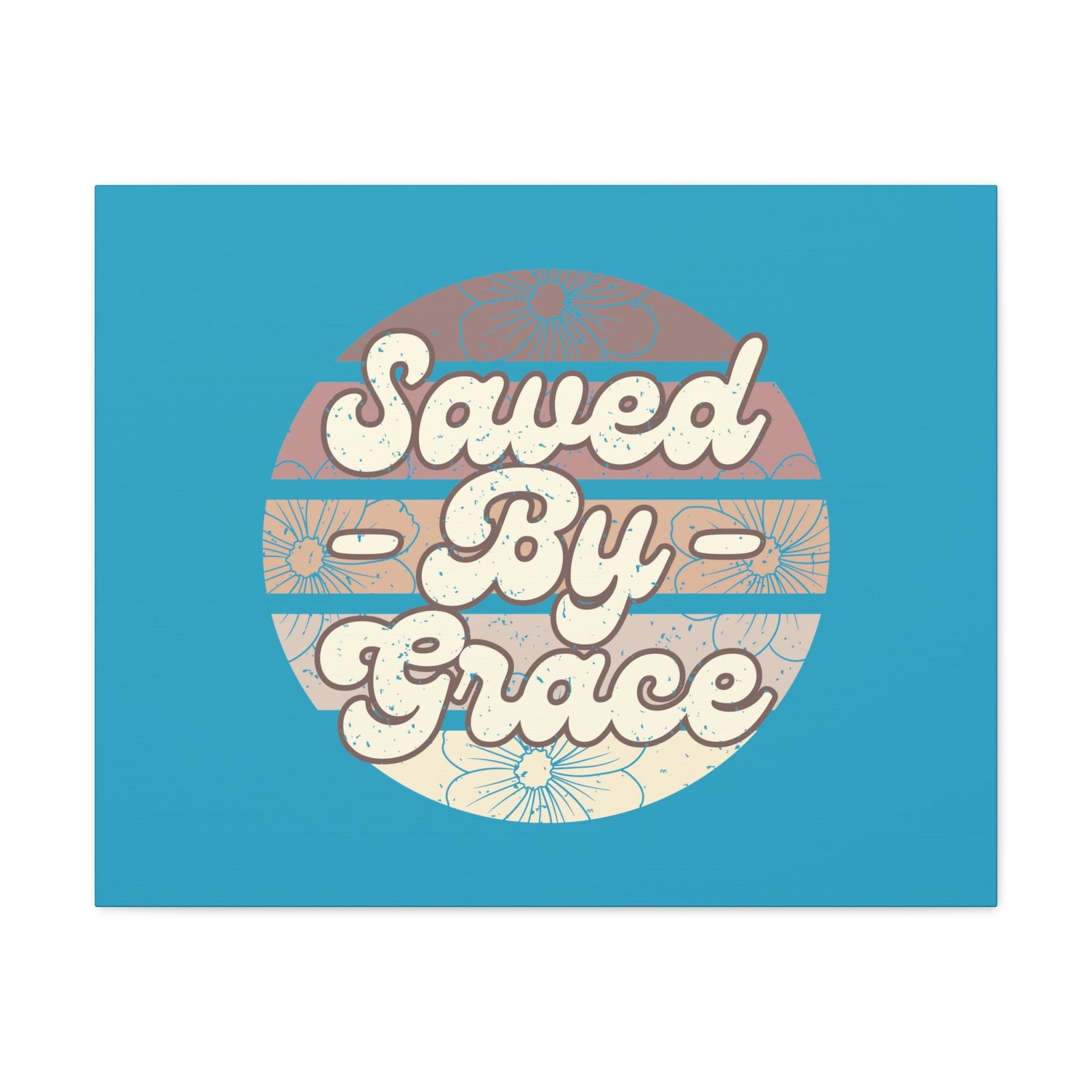 Scripture Walls Saved By Grace Ephesians 2:8 Circle Blue Christian Wall Art Bible Verse Print Ready to Hang Unframed-Express Your Love Gifts