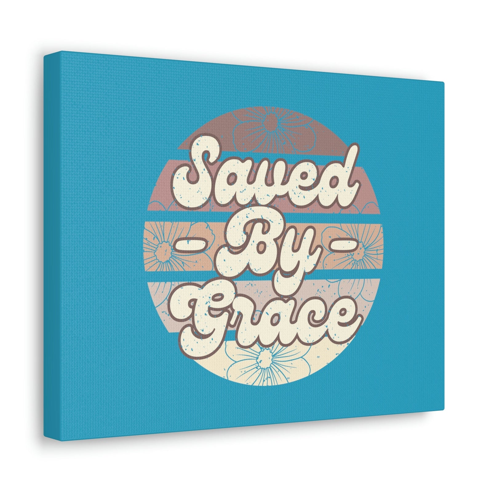 Scripture Walls Saved By Grace Ephesians 2:8 Circle Blue Christian Wall Art Bible Verse Print Ready to Hang Unframed-Express Your Love Gifts