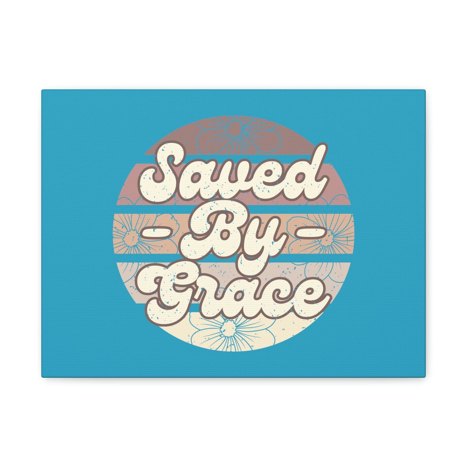 Scripture Walls Saved By Grace Ephesians 2:8 Circle Blue Christian Wall Art Bible Verse Print Ready to Hang Unframed-Express Your Love Gifts