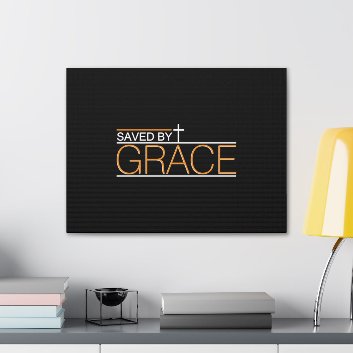 Scripture Walls Saved By Grace Ephesians 2:8 Orange Christian Wall Art Bible Verse Print Ready to Hang Unframed-Express Your Love Gifts