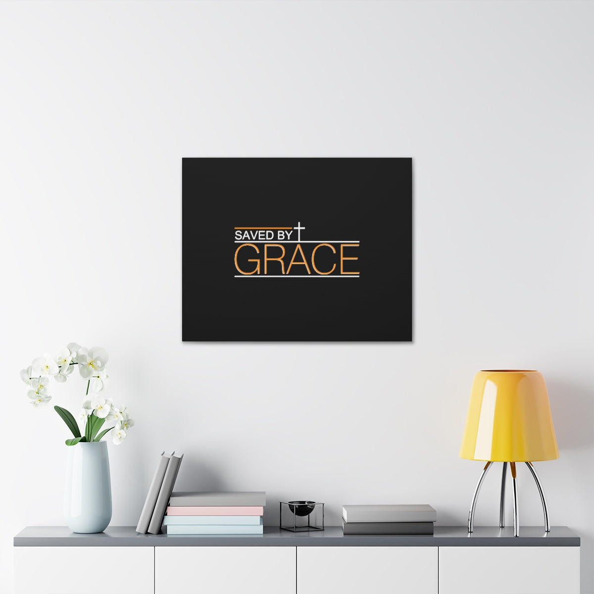 Scripture Walls Saved By Grace Ephesians 2:8 Orange Christian Wall Art Bible Verse Print Ready to Hang Unframed-Express Your Love Gifts