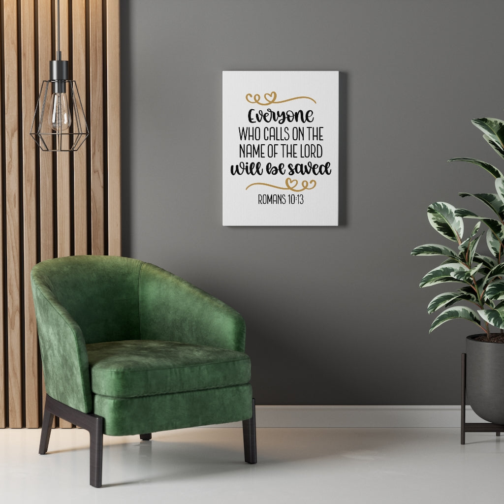 Scripture Walls Saved Romans 10:13 Bible Verse Canvas Christian Wall Art Ready to Hang Unframed-Express Your Love Gifts