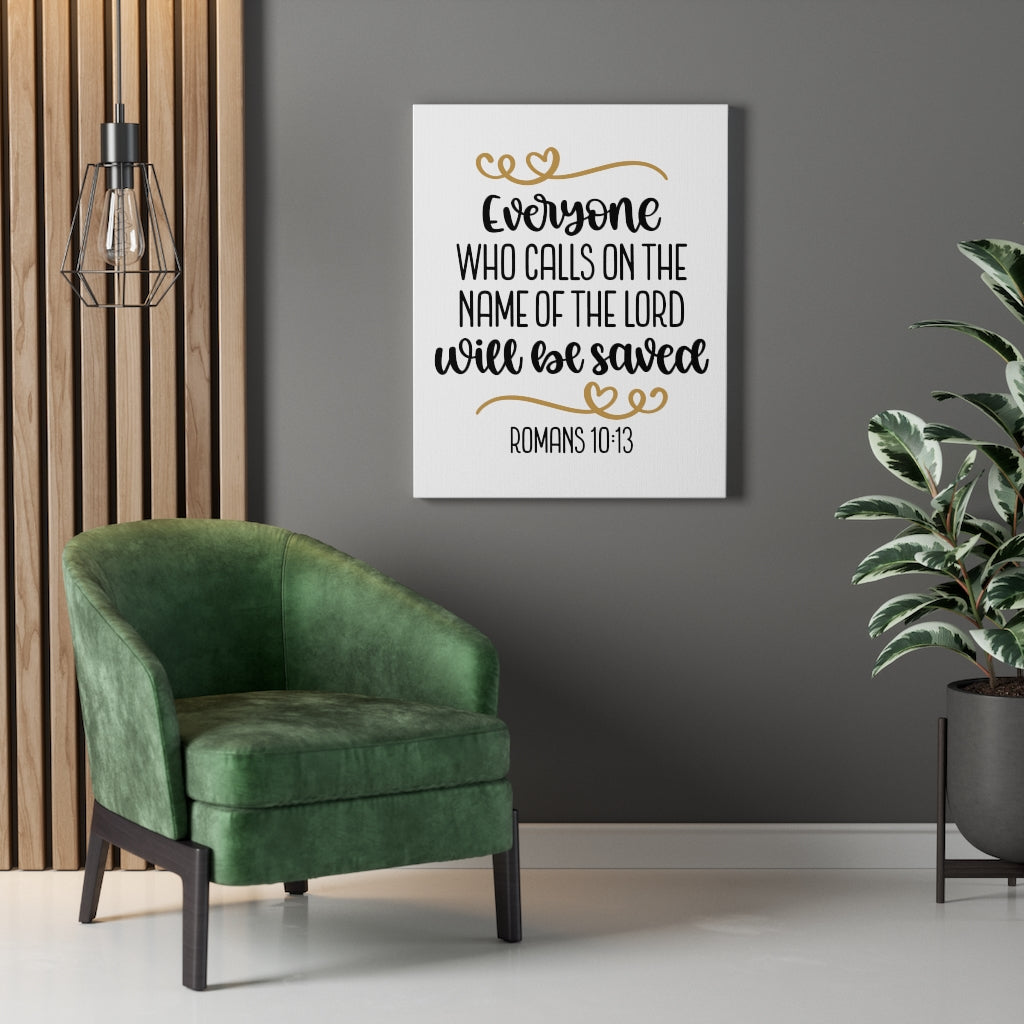 Scripture Walls Saved Romans 10:13 Bible Verse Canvas Christian Wall Art Ready to Hang Unframed-Express Your Love Gifts