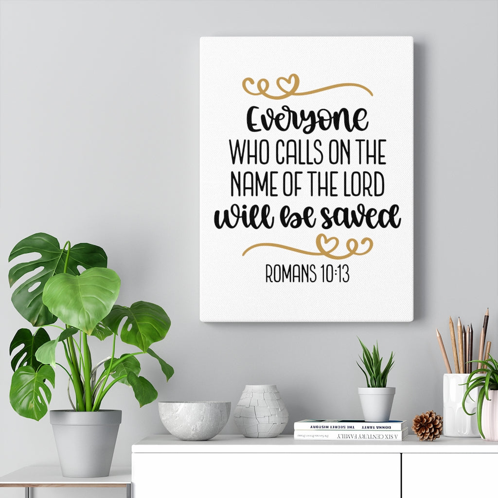 Scripture Walls Saved Romans 10:13 Bible Verse Canvas Christian Wall Art Ready to Hang Unframed-Express Your Love Gifts