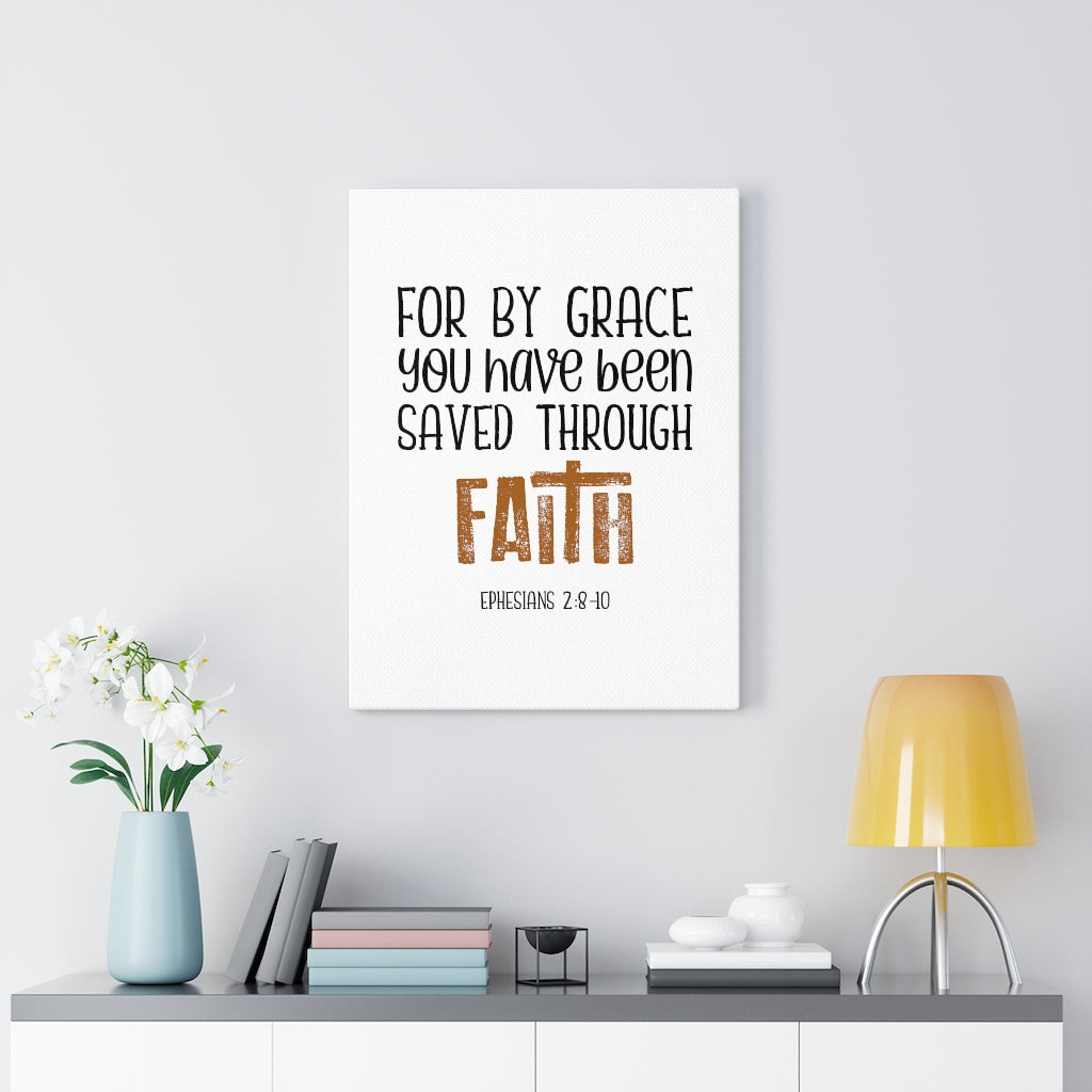 Scripture Walls Saved Through Faith Ephesians 2:8-10 Bible Verse Canvas Christian Wall Art Ready to Hang Unframed-Express Your Love Gifts