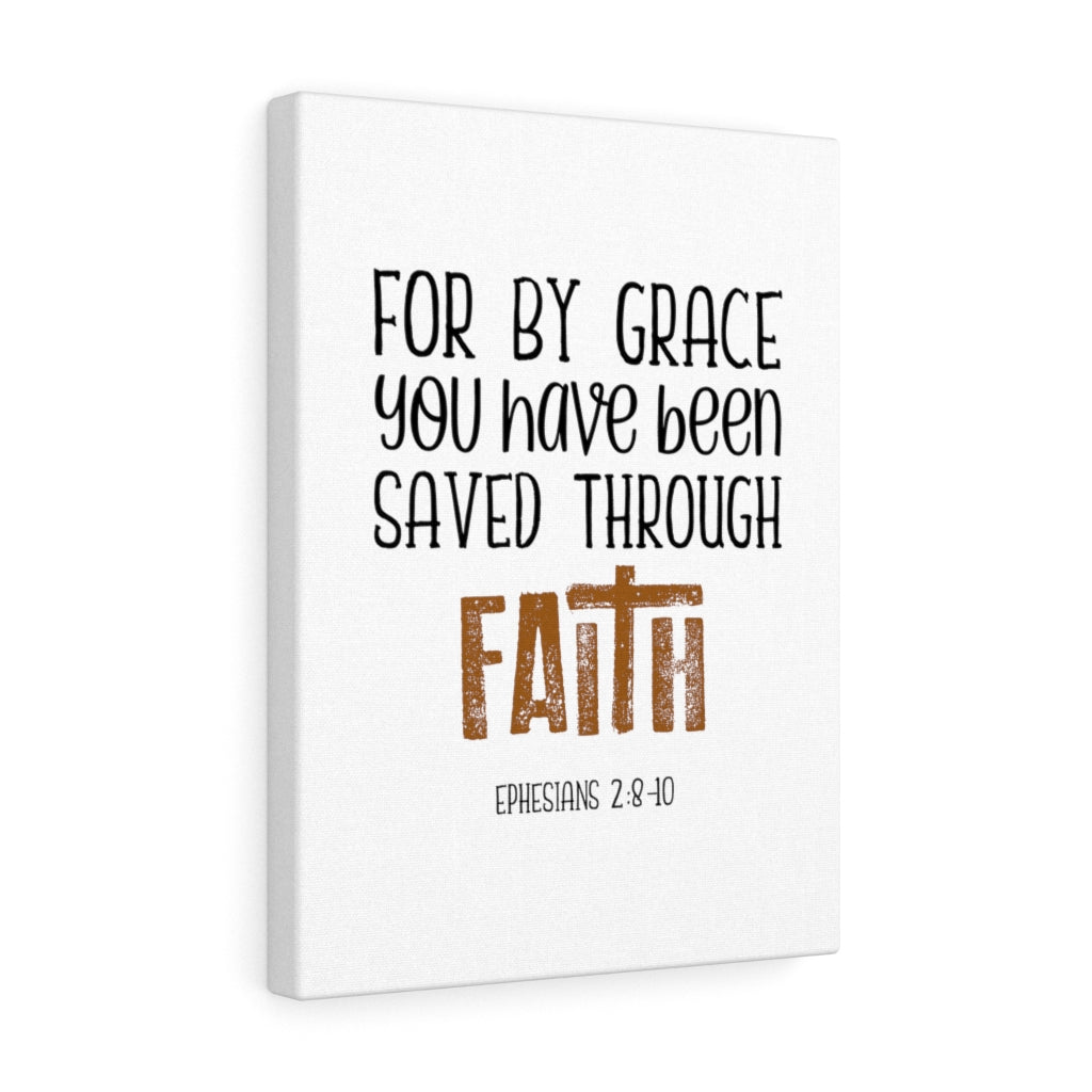 Scripture Walls Saved Through Faith Ephesians 2:8-10 Bible Verse Canvas Christian Wall Art Ready to Hang Unframed-Express Your Love Gifts