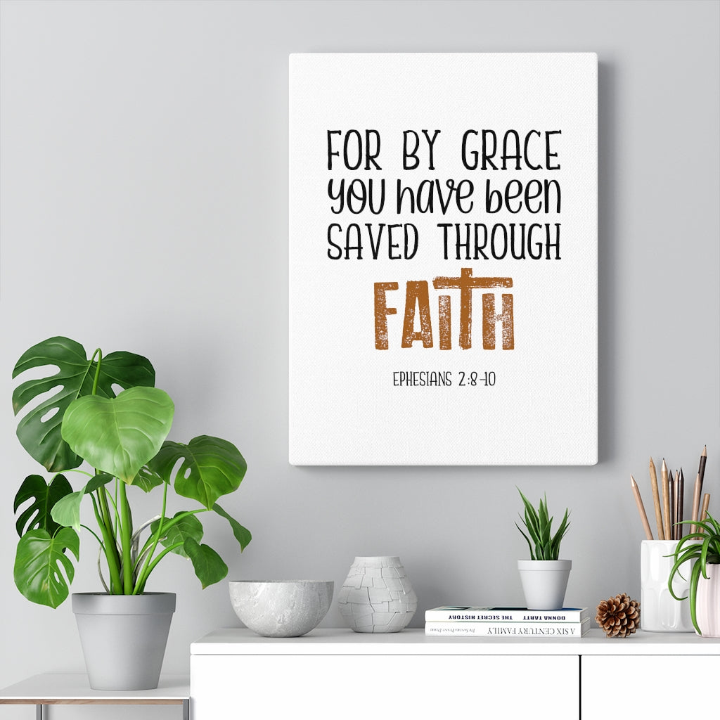 Scripture Walls Saved Through Faith Ephesians 2:8-10 Bible Verse Canvas Christian Wall Art Ready to Hang Unframed-Express Your Love Gifts