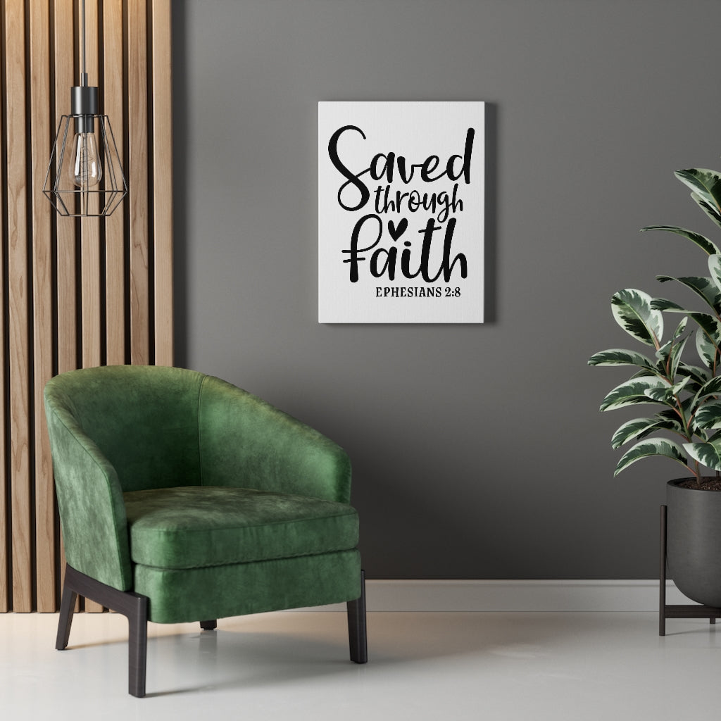 Scripture Walls Saved Through Faith Ephesians 2:8 Bible Verse Canvas Christian Wall Art Ready to Hang Unframed-Express Your Love Gifts