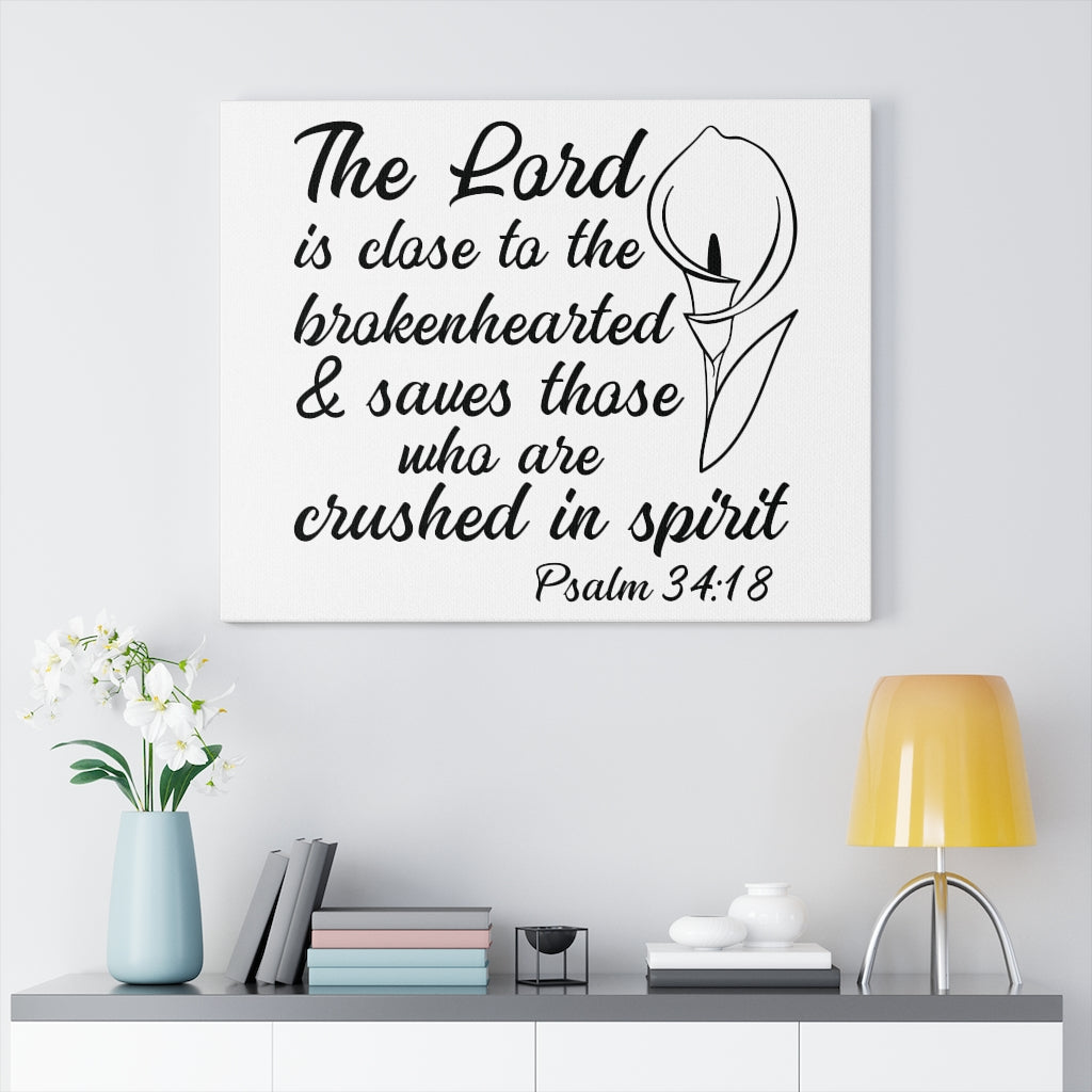 Scripture Walls Saves Those Who Psalm 34:18 Bible Verse Canvas Christian Wall Art Ready to Hang Unframed-Express Your Love Gifts