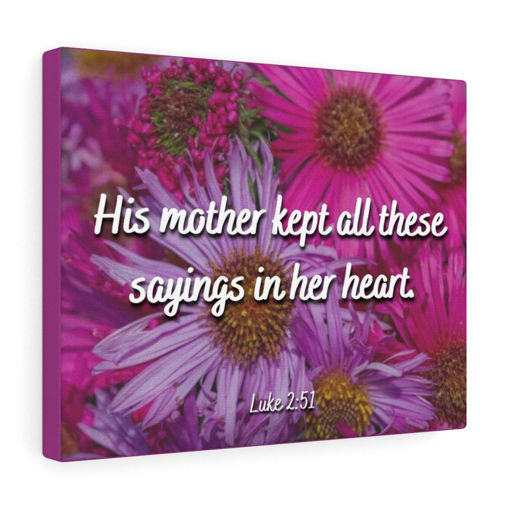 Scripture Walls Sayings In Her Heart Luke 2:51 Bible Verse Canvas Christian Wall Art Ready to Hang Unframed-Express Your Love Gifts