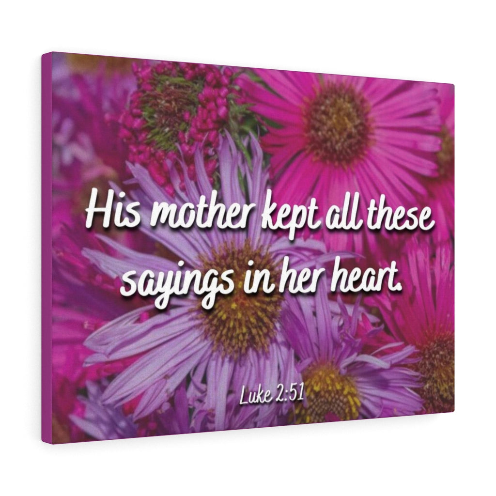 Scripture Walls Sayings In Her Heart Luke 2:51 Bible Verse Canvas Christian Wall Art Ready to Hang Unframed-Express Your Love Gifts