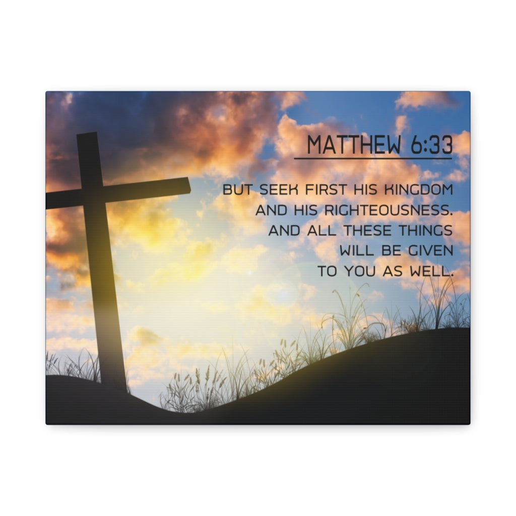 Scripture Walls Seek First Matthew 6:33 Bible Verse Canvas Christian Wall Art Ready to Hang Unframed-Express Your Love Gifts