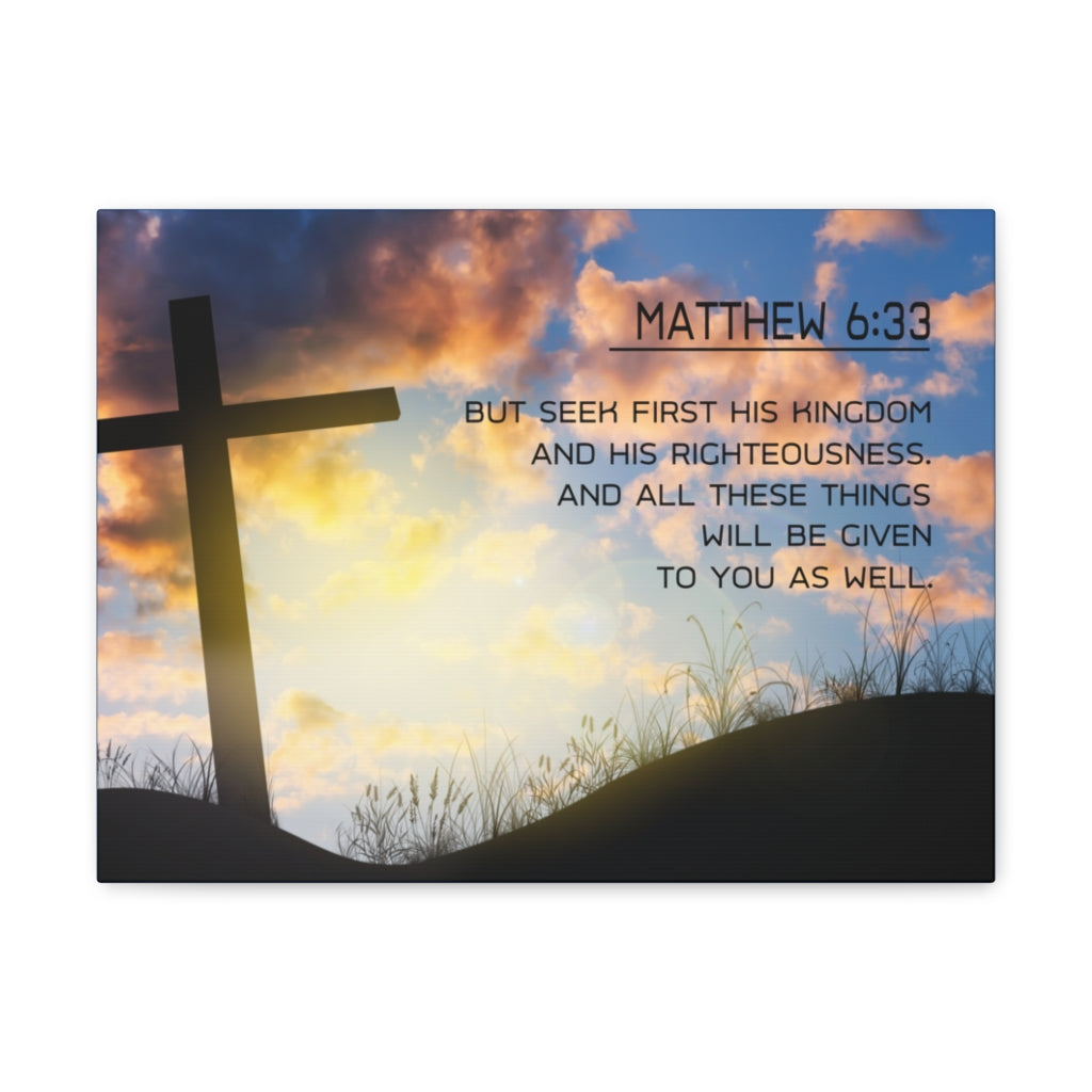 Scripture Walls Seek First Matthew 6:33 Bible Verse Canvas Christian Wall Art Ready to Hang Unframed-Express Your Love Gifts