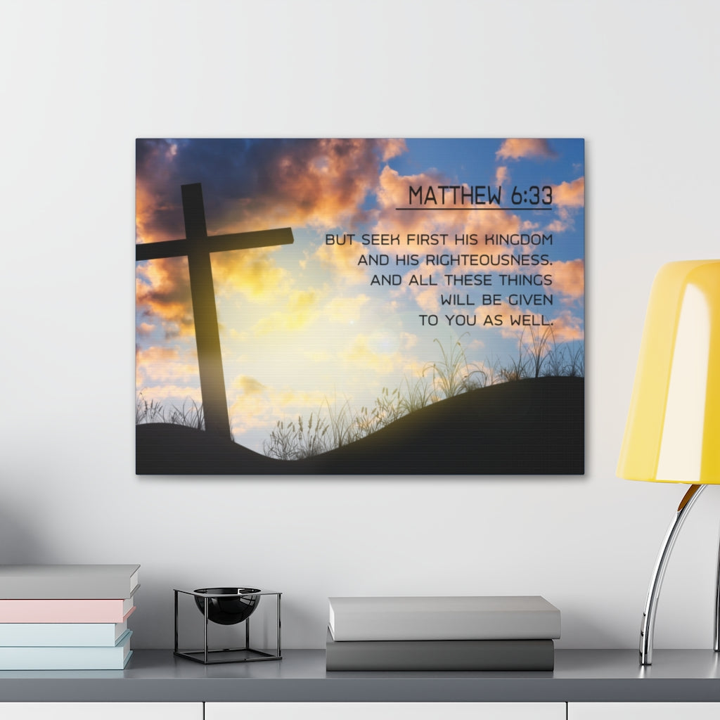 Scripture Walls Seek First Matthew 6:33 Bible Verse Canvas Christian Wall Art Ready to Hang Unframed-Express Your Love Gifts
