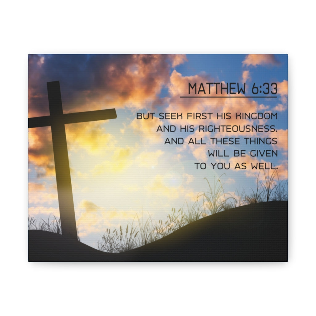 Scripture Walls Seek First Matthew 6:33 Bible Verse Canvas Christian Wall Art Ready to Hang Unframed-Express Your Love Gifts