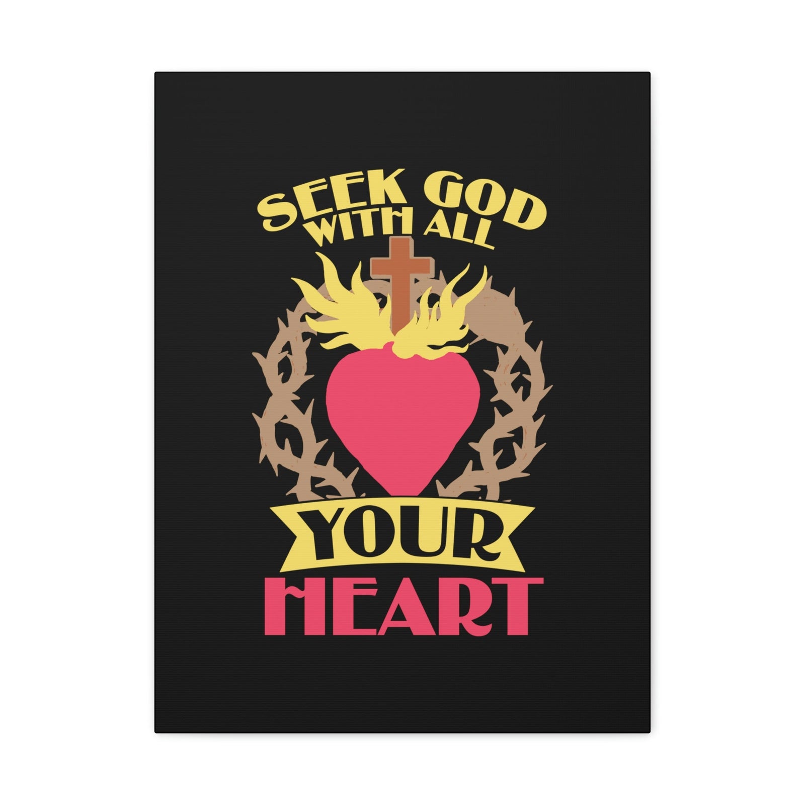 Scripture Walls Seek God Matthew 6:33 Flaming Heart Christian Wall Art Bible Verse Print Ready to Hang Unframed-Express Your Love Gifts