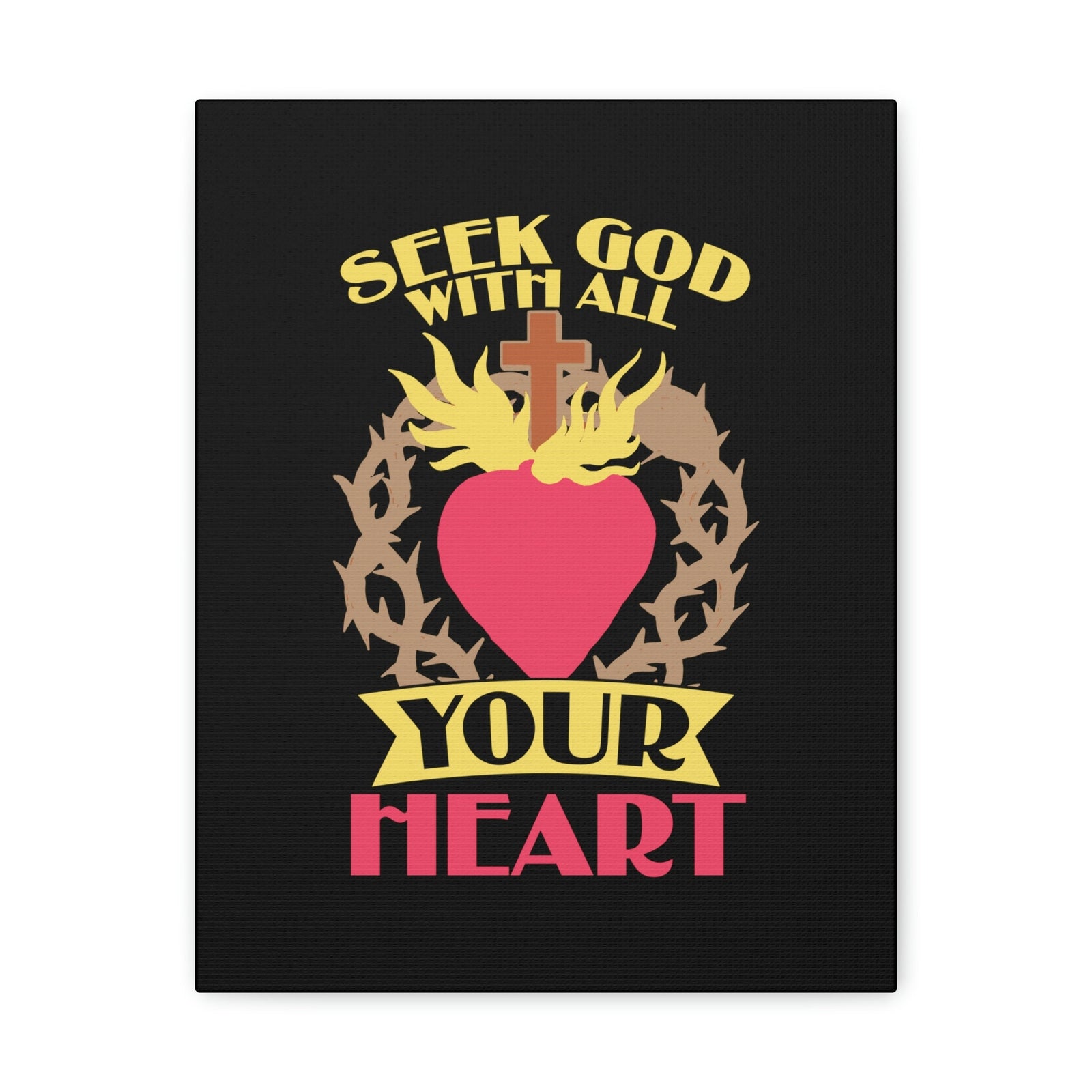 Scripture Walls Seek God Matthew 6:33 Flaming Heart Christian Wall Art Bible Verse Print Ready to Hang Unframed-Express Your Love Gifts