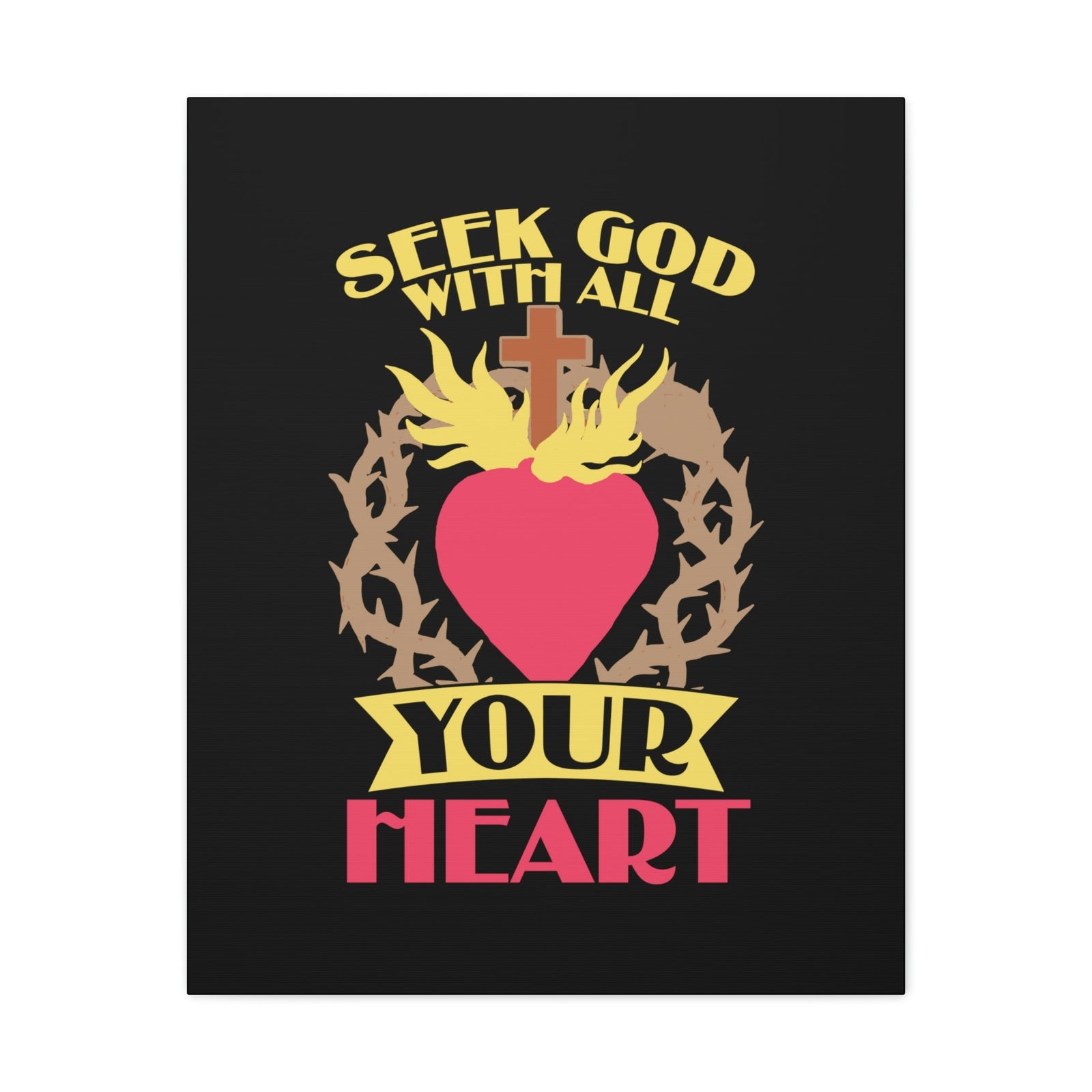 Scripture Walls Seek God Matthew 6:33 Flaming Heart Christian Wall Art Bible Verse Print Ready to Hang Unframed-Express Your Love Gifts