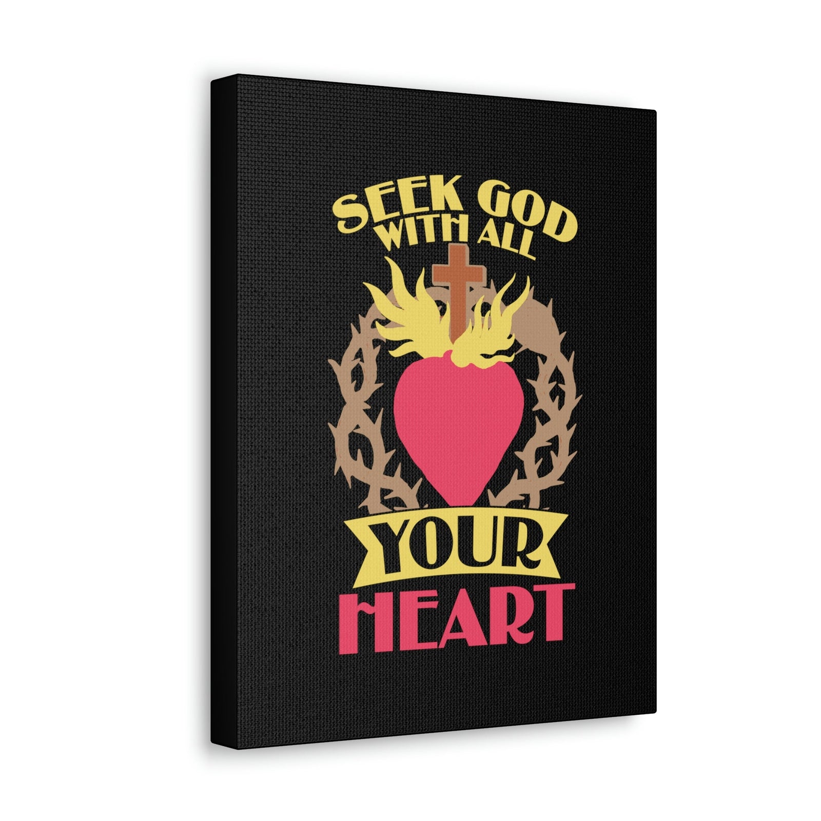 Scripture Walls Seek God Matthew 6:33 Flaming Heart Christian Wall Art Bible Verse Print Ready to Hang Unframed-Express Your Love Gifts