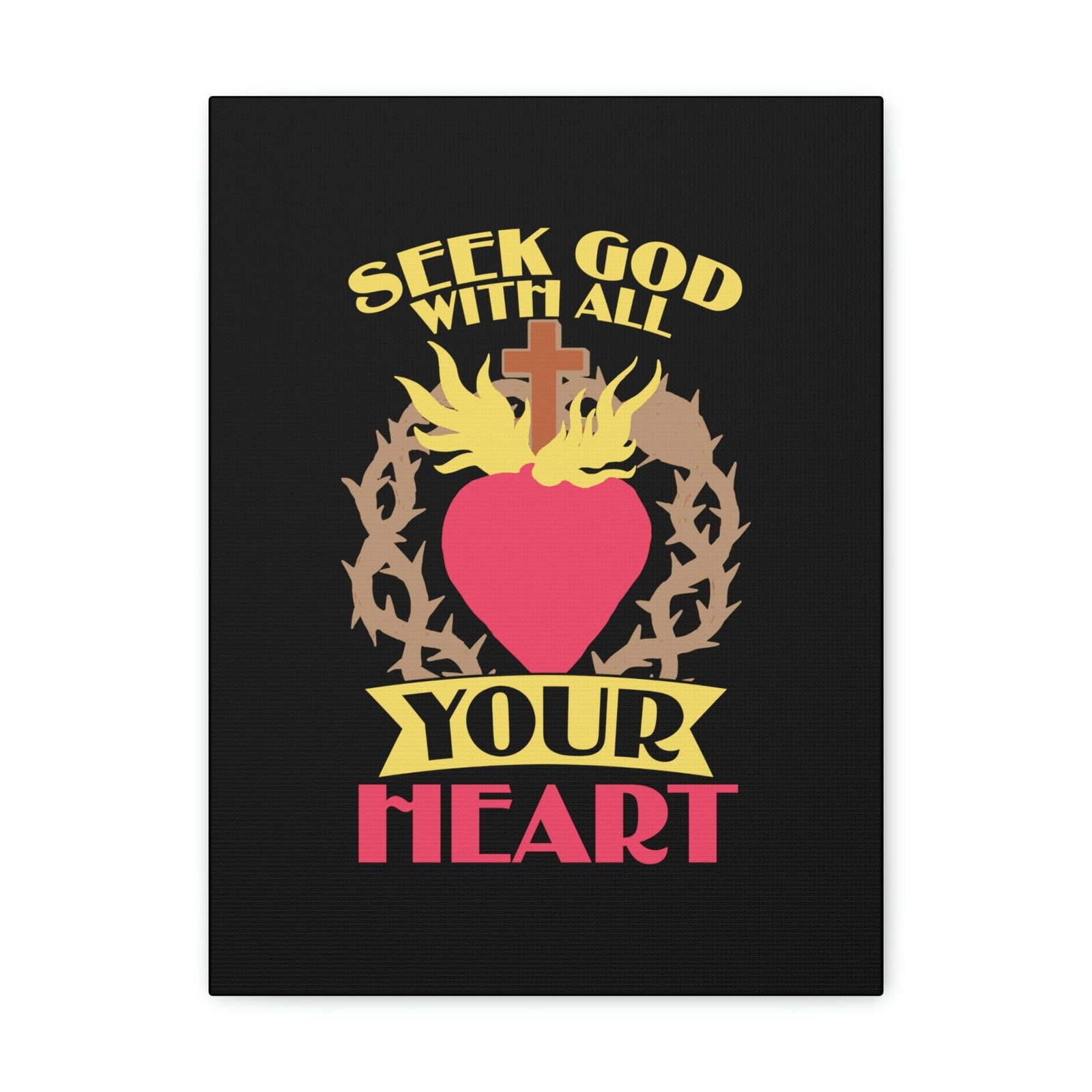 Scripture Walls Seek God Matthew 6:33 Flaming Heart Christian Wall Art Bible Verse Print Ready to Hang Unframed-Express Your Love Gifts