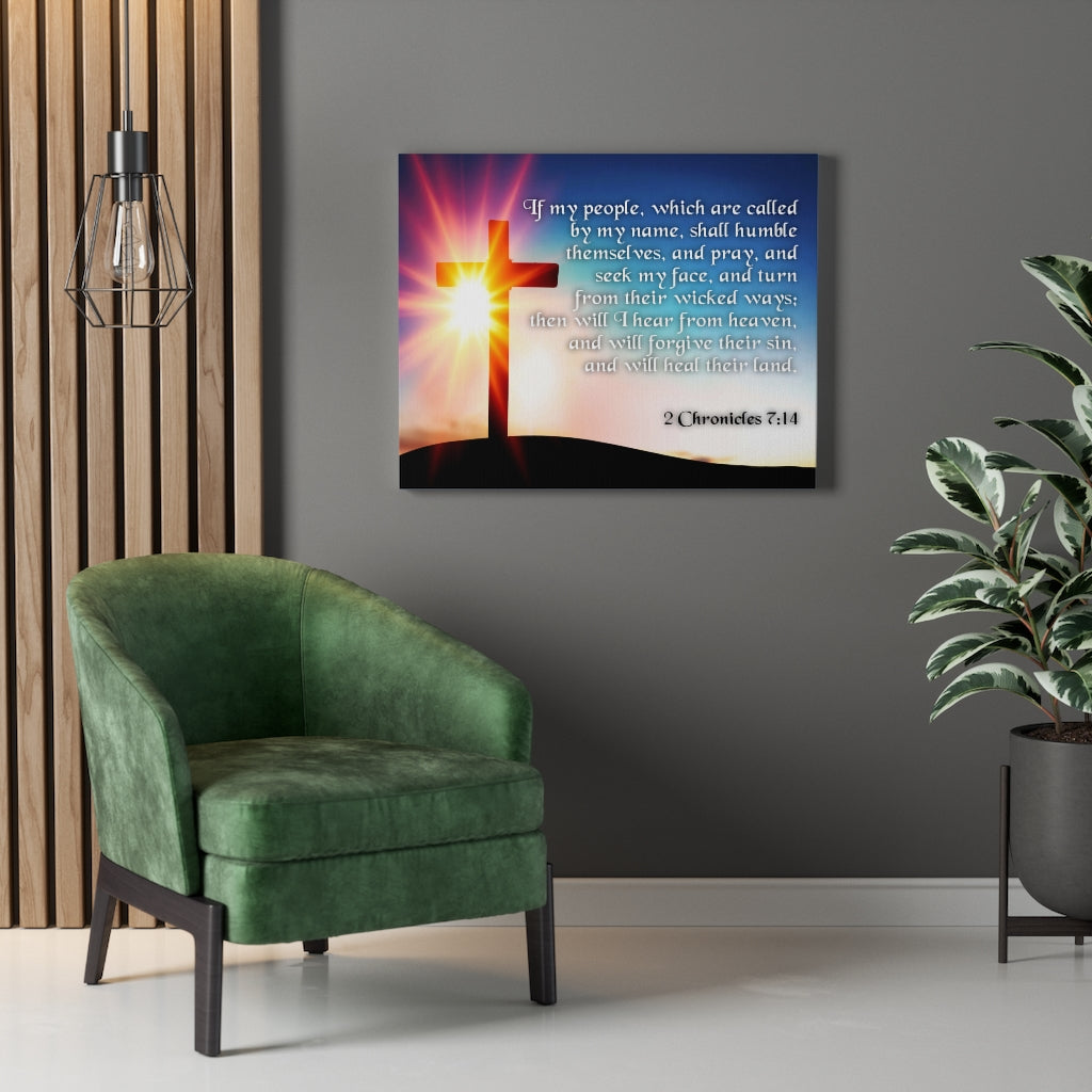 Scripture Walls Seek My Face 2 Chronicles 7:14 Bible Verse Canvas Christian Wall Art Ready to Hang Unframed-Express Your Love Gifts