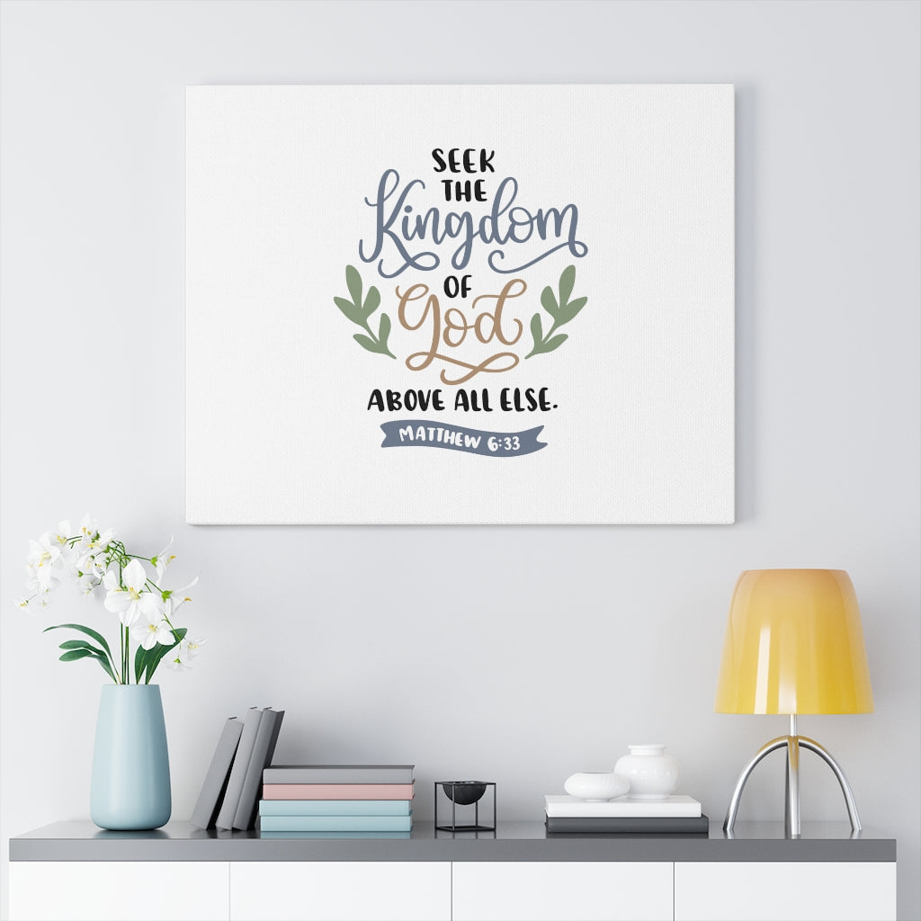 Scripture Walls Seek The Kingdom Of God Matthew 6:33 Bible Verse Canvas Christian Wall Art Ready to Hang Unframed-Express Your Love Gifts
