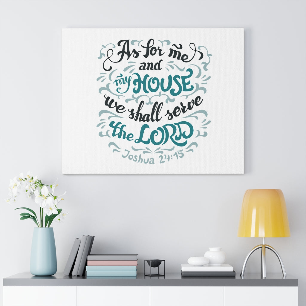 Scripture Walls Serve The Lord Light Blue Joshua 24:15 Bible Verse Canvas Christian Wall Art Ready to Hang Unframed-Express Your Love Gifts