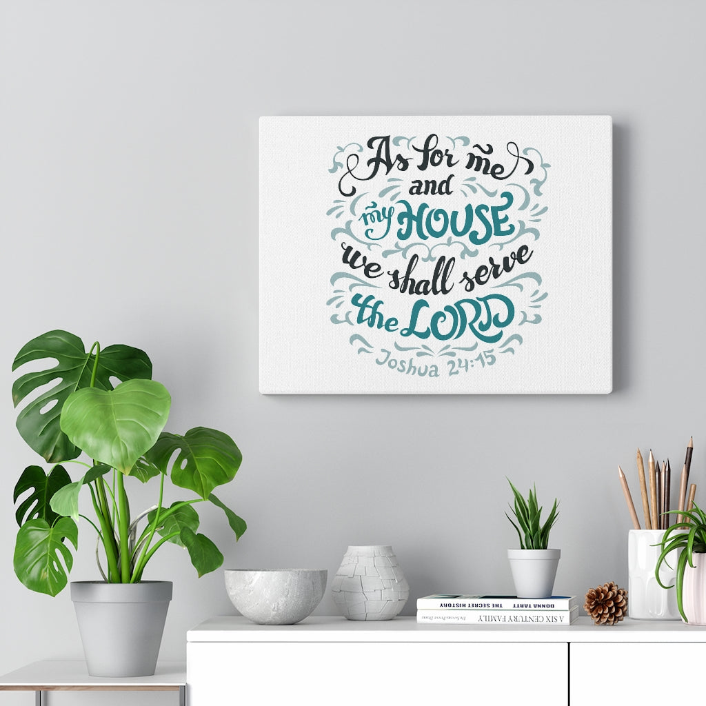Scripture Walls Serve The Lord Light Blue Joshua 24:15 Bible Verse Canvas Christian Wall Art Ready to Hang Unframed-Express Your Love Gifts