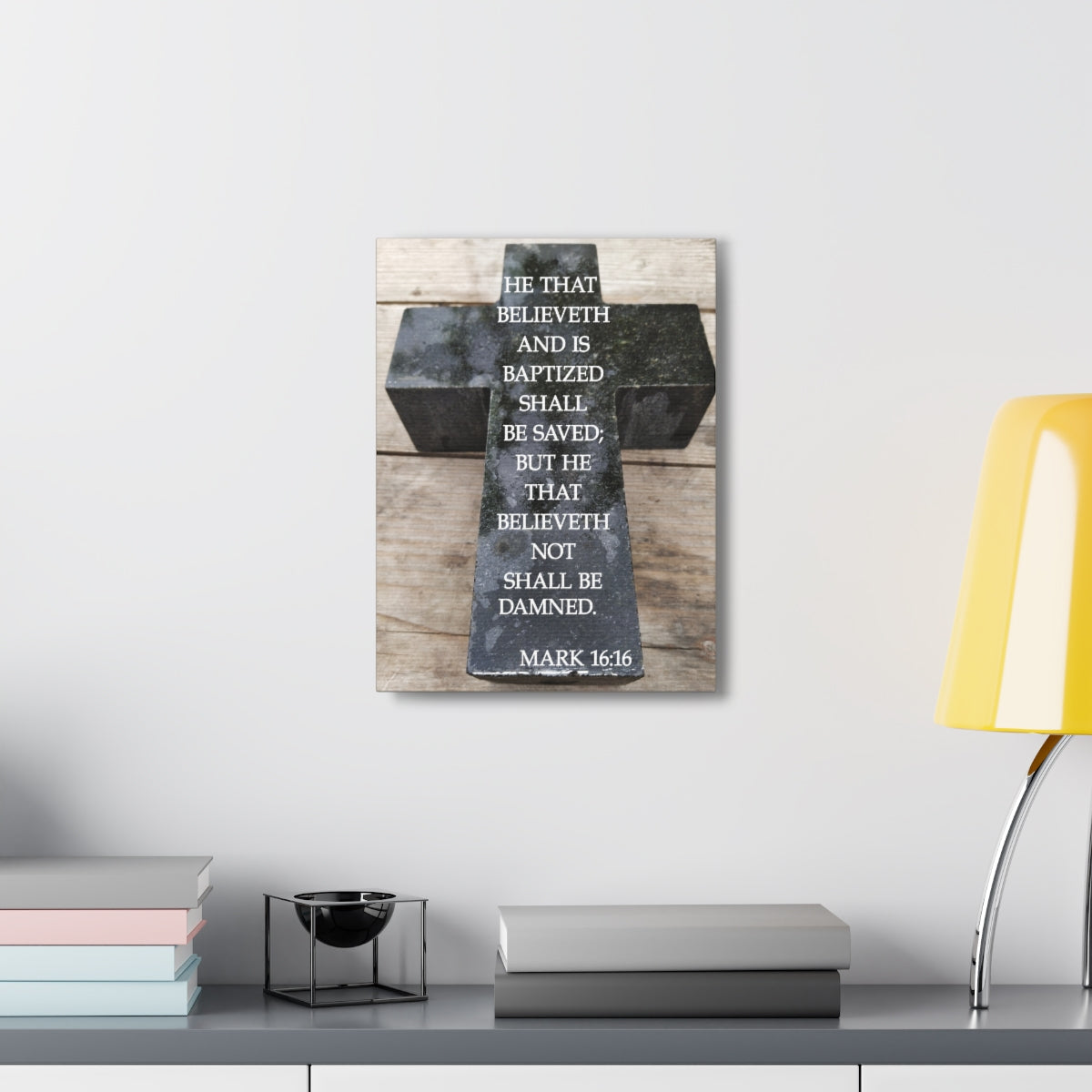 Scripture Walls Shall Be Saved Mark 16:16 Bible Verse Canvas Christian Wall Art Bible Verse Print Ready To Hang Unframed-Express Your Love Gifts