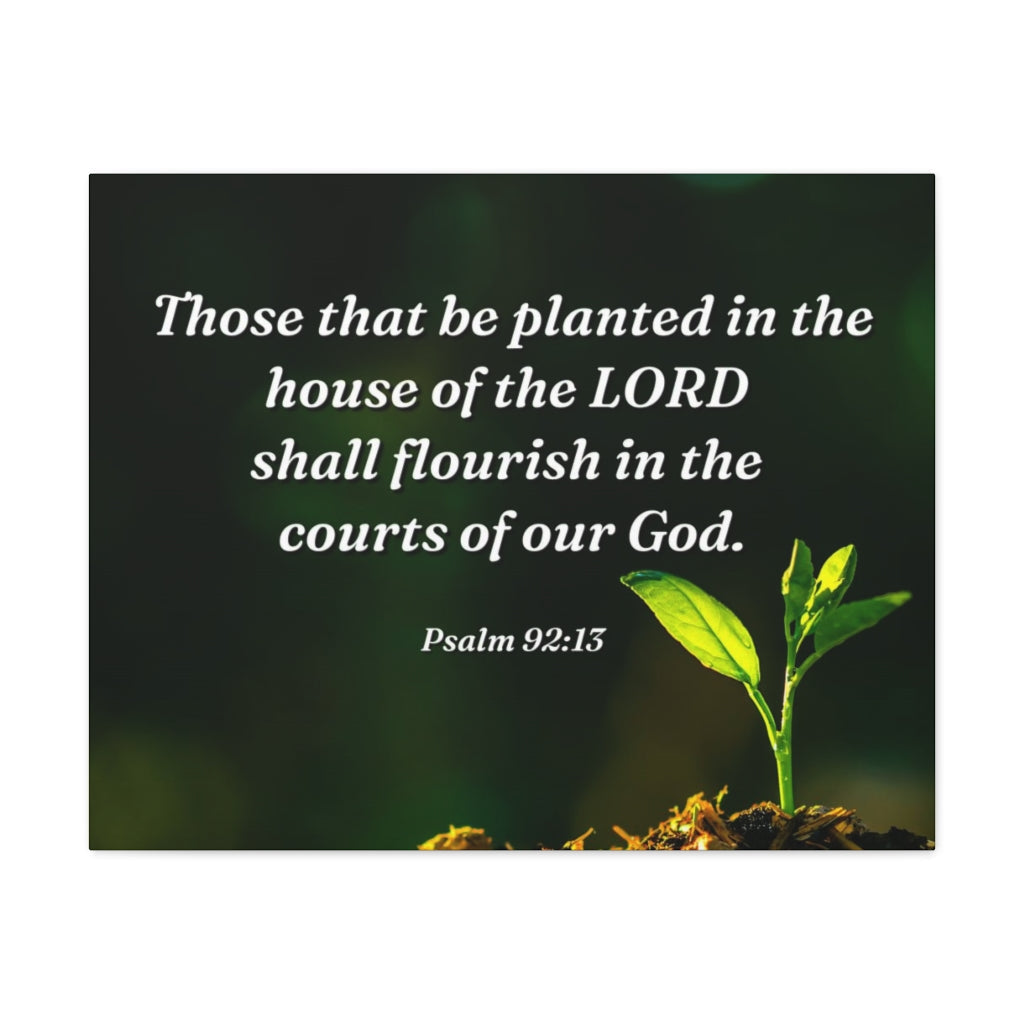 Scripture Walls Shall Flourish Psalm 92:13 Bible Verse Canvas Christian Wall Art Ready to Hang Unframed-Express Your Love Gifts