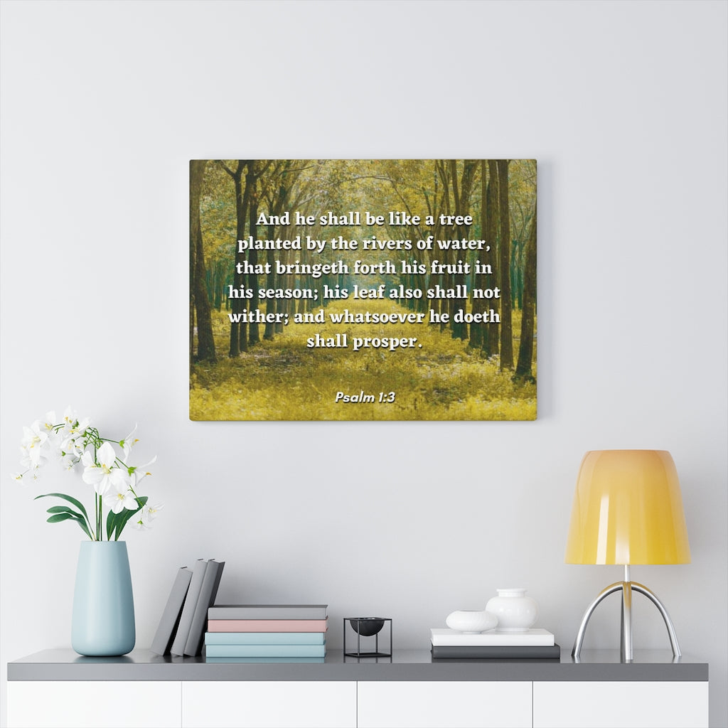 Scripture Walls Shall Prosper Psalms 1:3 Bible Verse Canvas Christian Wall Art Ready to Hang Unframed-Express Your Love Gifts