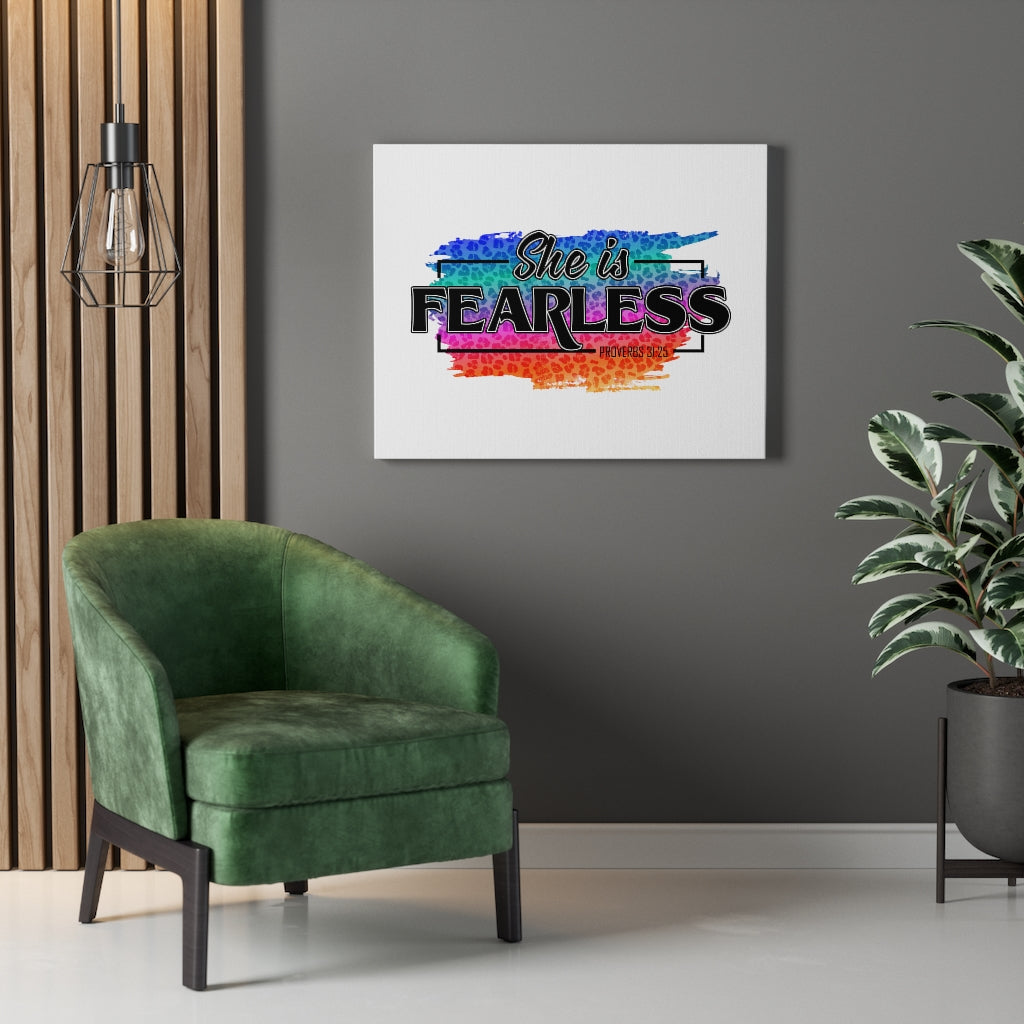 Scripture Walls She Is Fearless Proverbs 31:25 Bible Verse Canvas Christian Wall Art Ready to Hang Unframed-Express Your Love Gifts