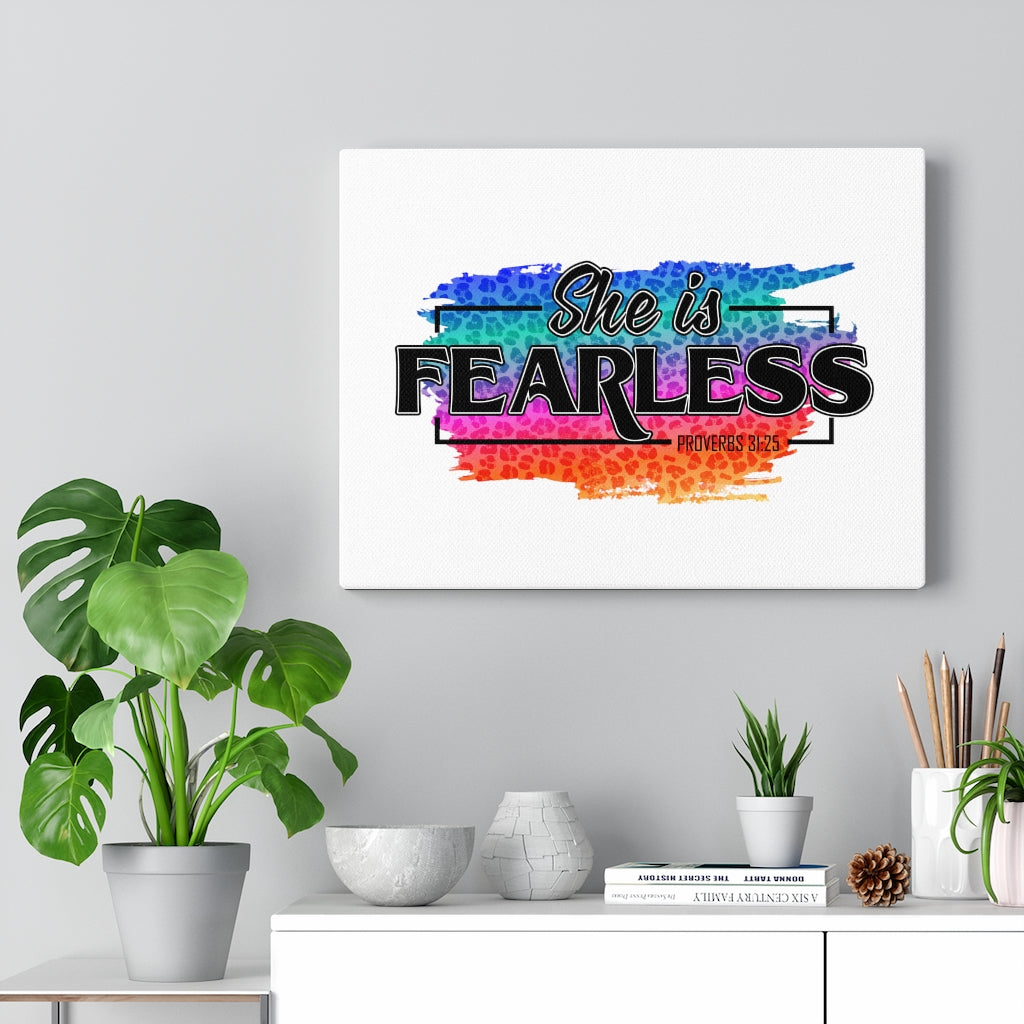 Scripture Walls She Is Fearless Proverbs 31:25 Bible Verse Canvas Christian Wall Art Ready to Hang Unframed-Express Your Love Gifts