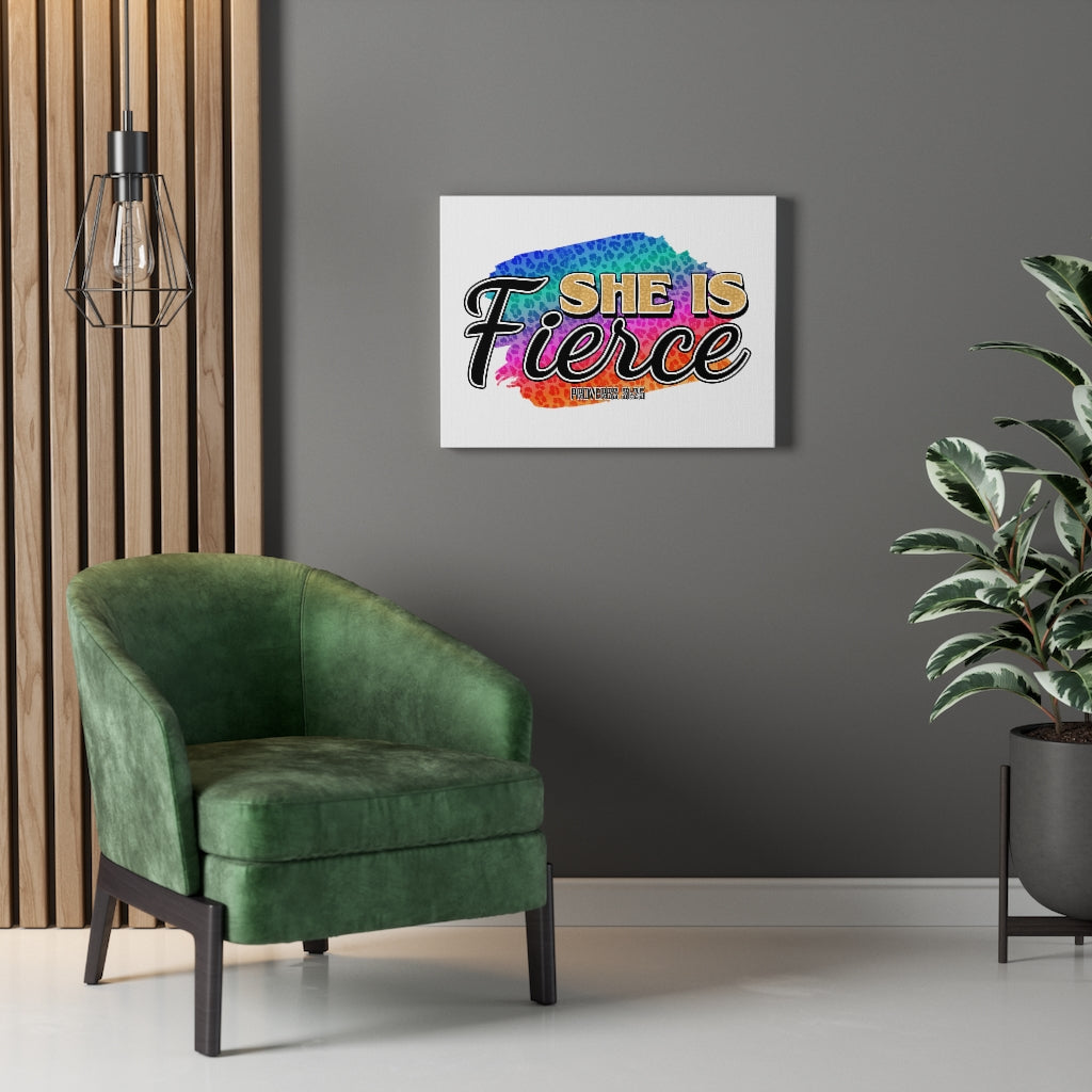 Scripture Walls She Is Fierce Proverbs 31:25 Bible Verse Canvas Christian Wall Art Ready to Hang Unframed-Express Your Love Gifts