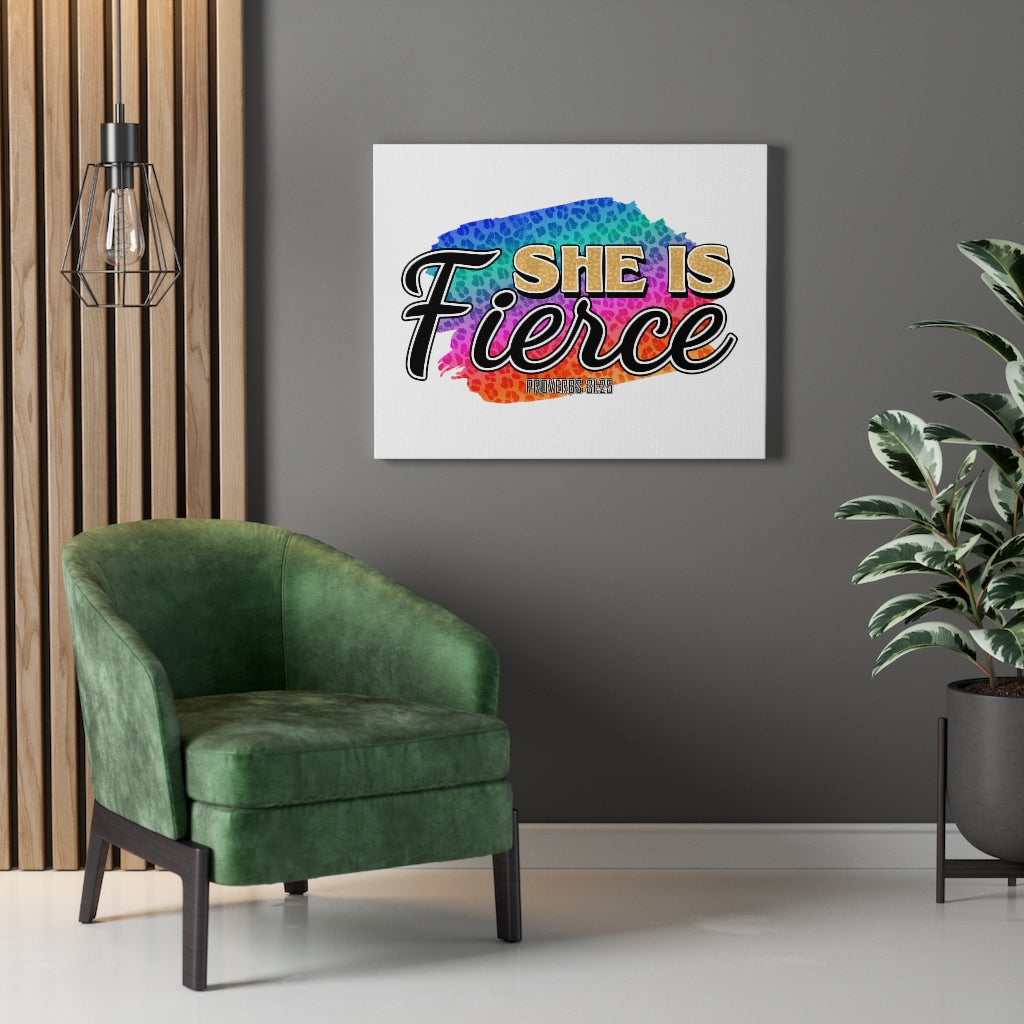 Scripture Walls She Is Fierce Proverbs 31:25 Bible Verse Canvas Christian Wall Art Ready to Hang Unframed-Express Your Love Gifts
