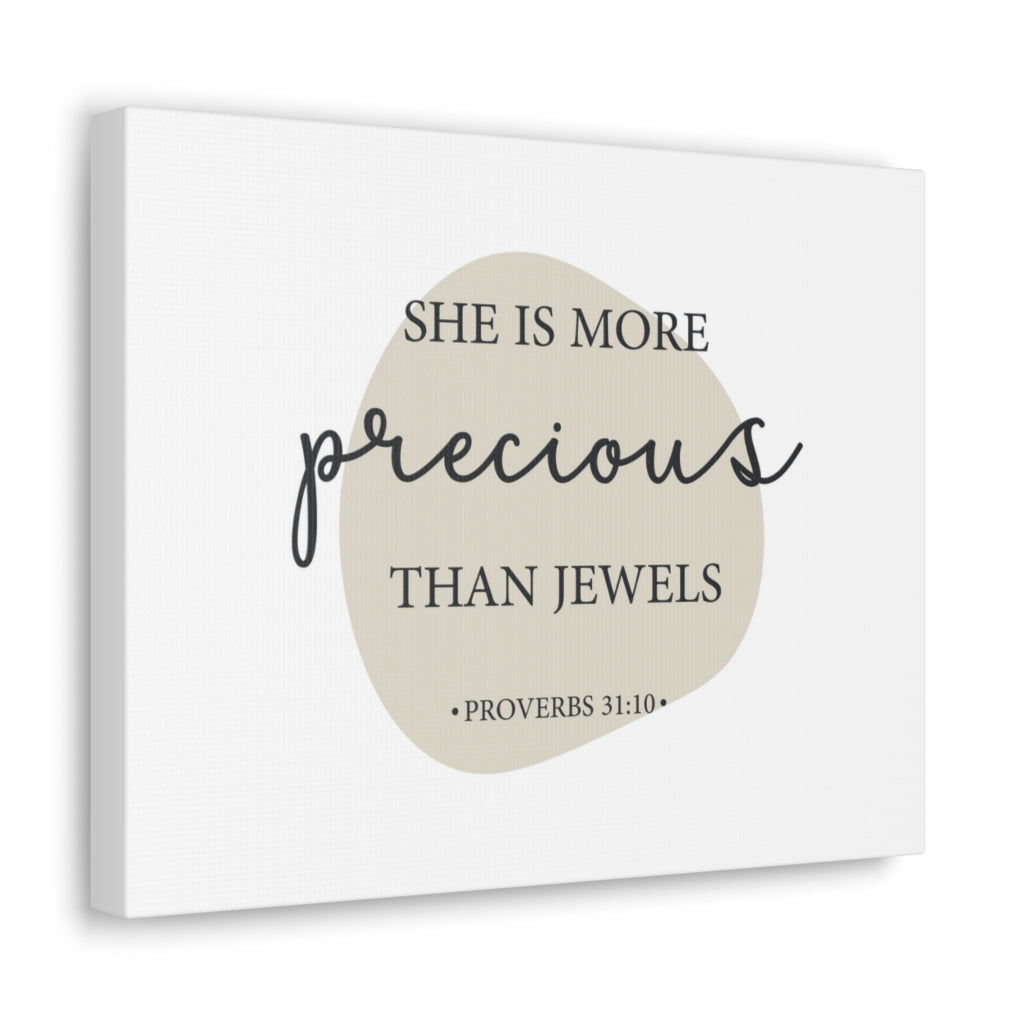 Scripture Walls She Is More Precious Than Jewels Proverbs 31:10 Bible Verse Canvas Christian Wall Art Ready To Hang Unframed-Express Your Love Gifts