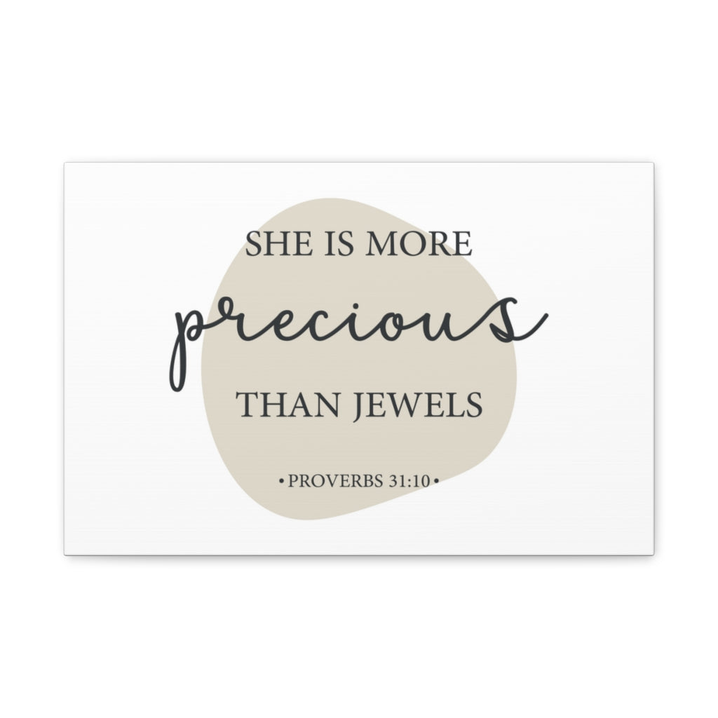 Scripture Walls She Is More Precious Than Jewels Proverbs 31:10 Bible Verse Canvas Christian Wall Art Ready To Hang Unframed-Express Your Love Gifts