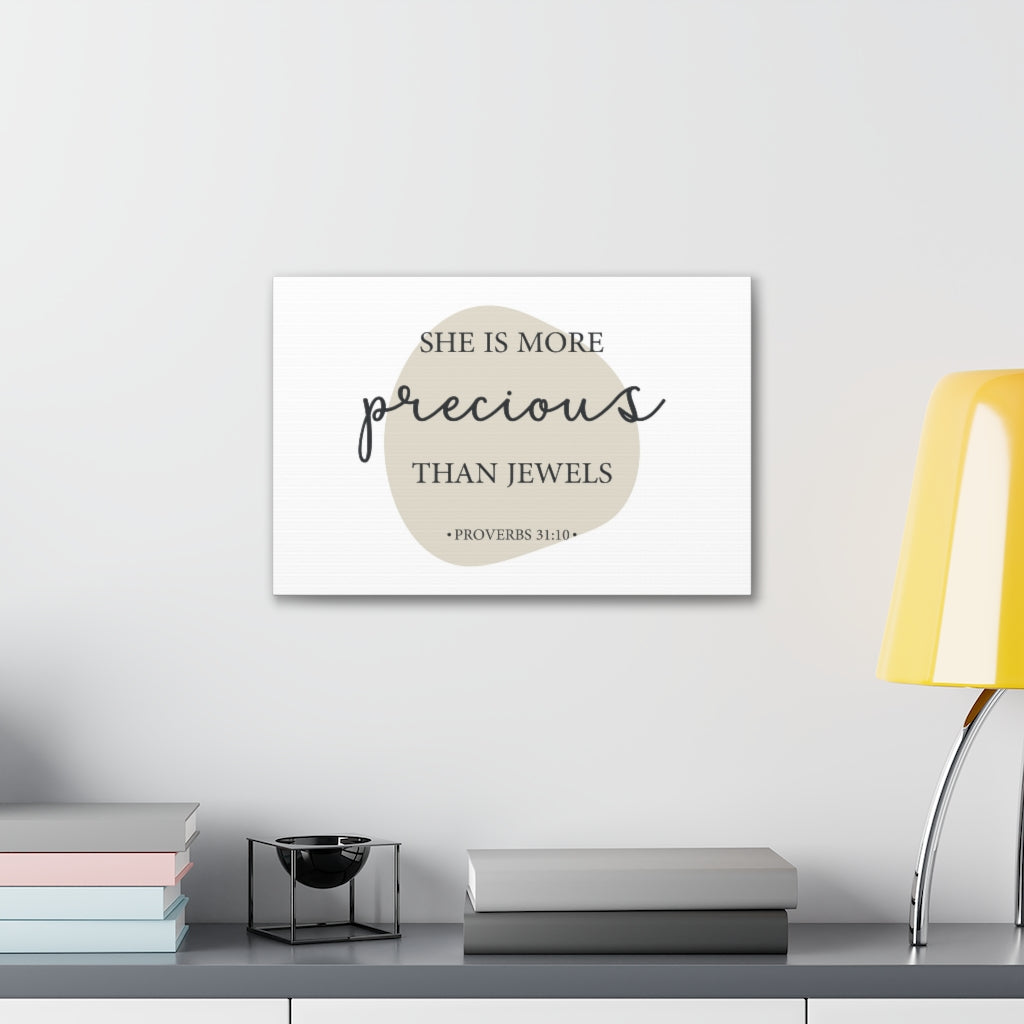 Scripture Walls She Is More Precious Than Jewels Proverbs 31:10 Bible Verse Canvas Christian Wall Art Ready To Hang Unframed-Express Your Love Gifts