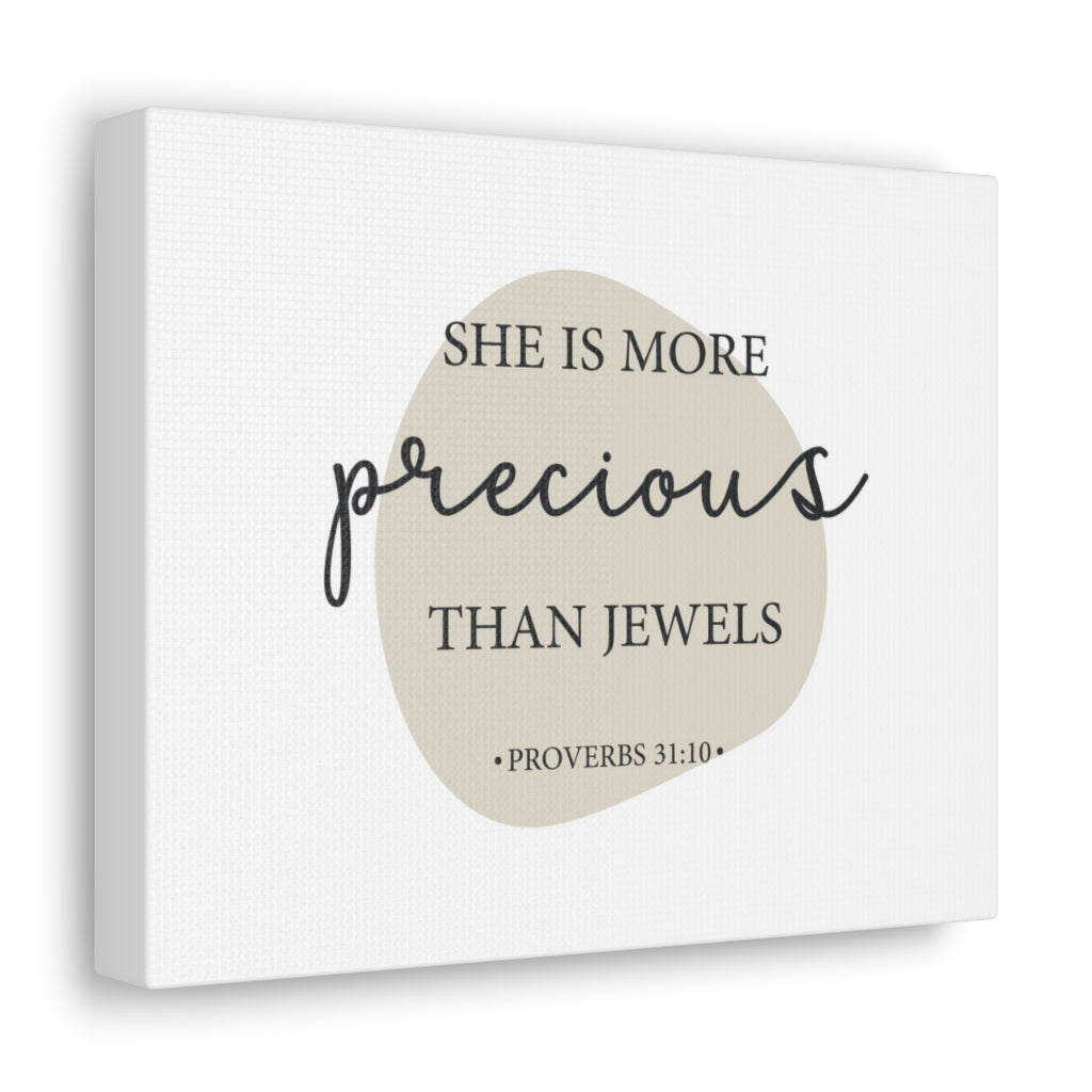 Scripture Walls She Is More Precious Than Jewels Proverbs 31:10 Bible Verse Canvas Christian Wall Art Ready To Hang Unframed-Express Your Love Gifts