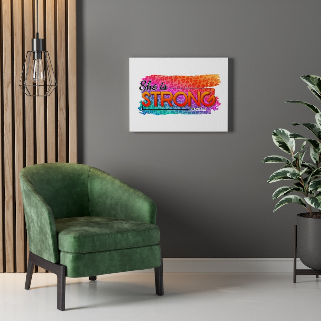 Scripture Walls She Is Strong Colorful Proverbs 31:25 Bible Verse Canvas Christian Wall Art Ready to Hang Unframed-Express Your Love Gifts