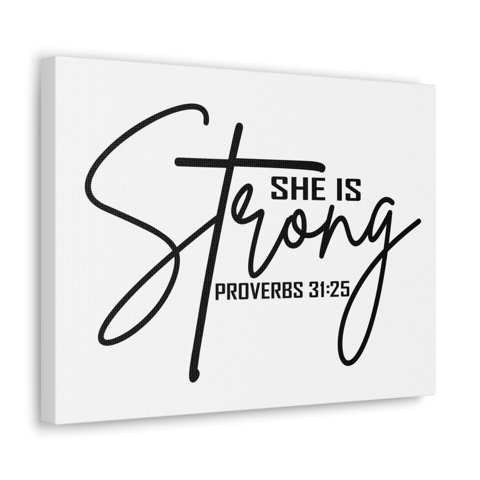 Scripture Walls She Is Strong Cross Proverbs 31:25 Bible Verse Canvas Christian Wall Art Ready to Hang Unframed-Express Your Love Gifts