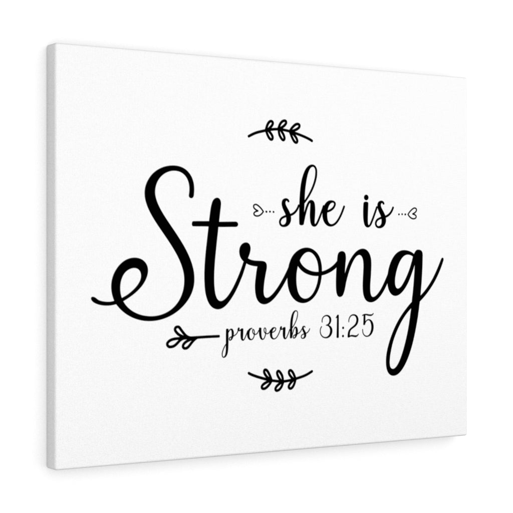 Scripture Walls She Is Strong Leaves Proverbs 31:25 Bible Verse Canvas Christian Wall Art Ready to Hang Unframed-Express Your Love Gifts