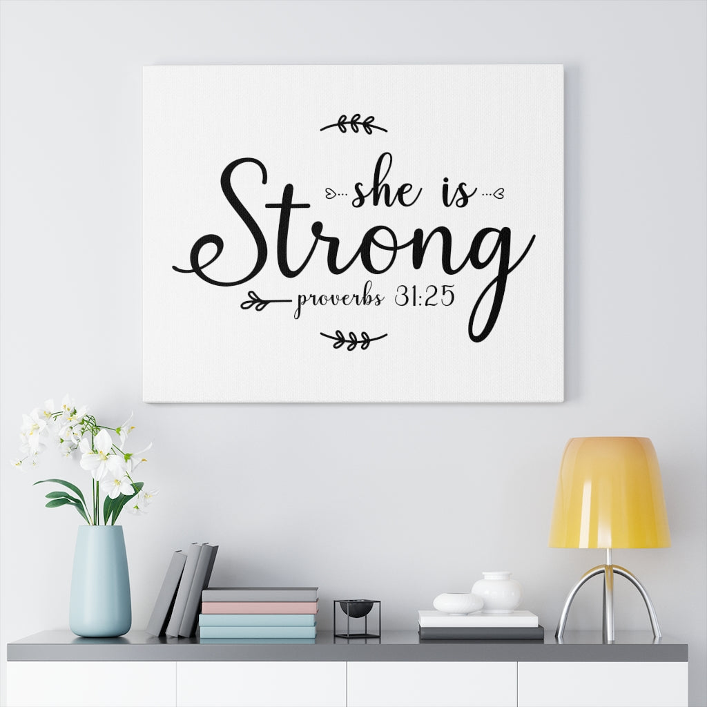 Scripture Walls She Is Strong Leaves Proverbs 31:25 Bible Verse Canvas Christian Wall Art Ready to Hang Unframed-Express Your Love Gifts