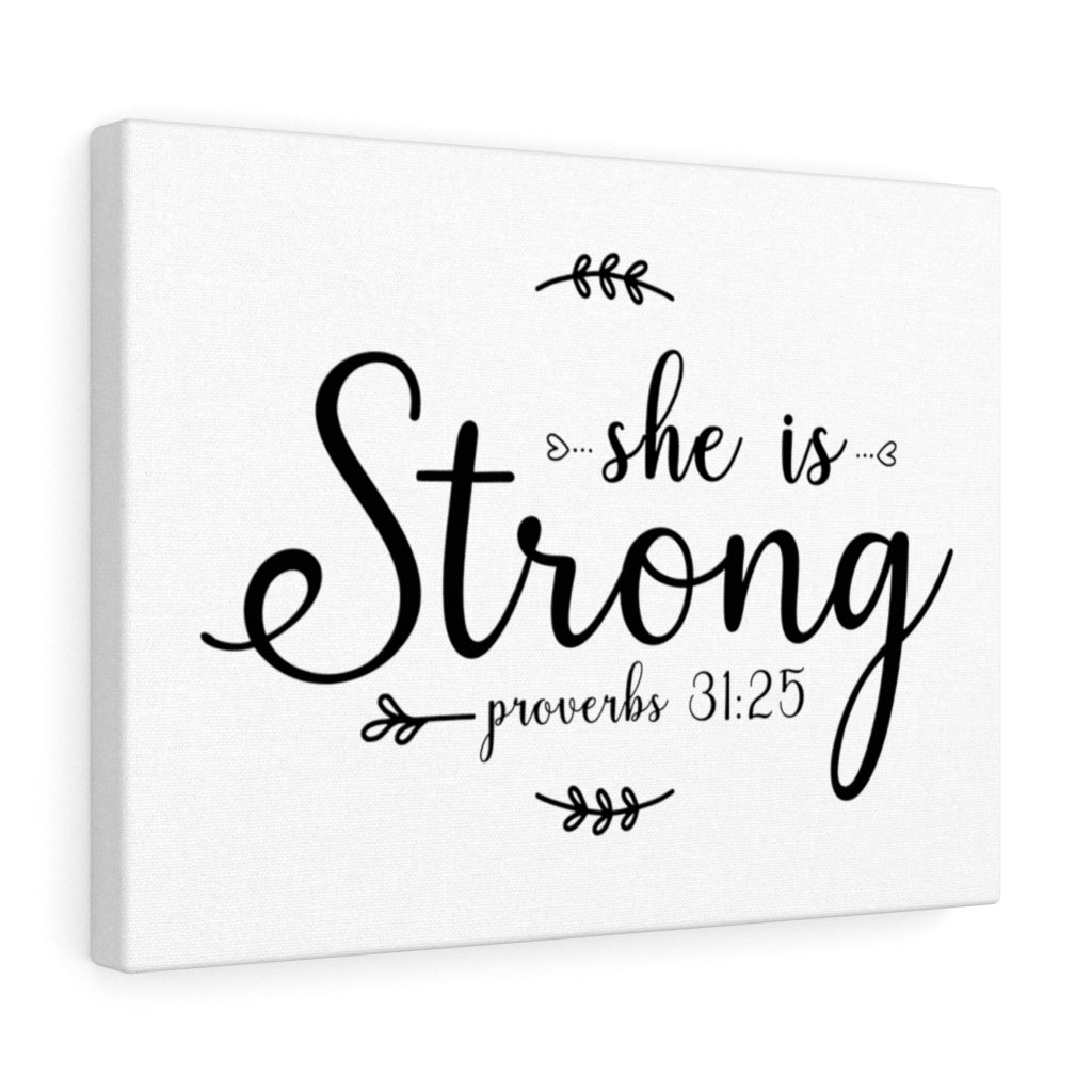 Scripture Walls She Is Strong Leaves Proverbs 31:25 Bible Verse Canvas Christian Wall Art Ready to Hang Unframed-Express Your Love Gifts