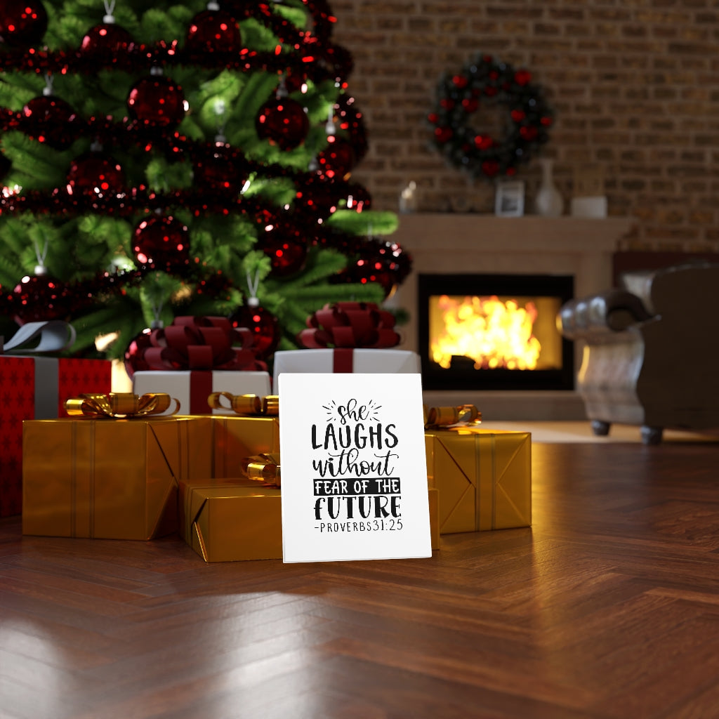 Scripture Walls She Laughs Without Fear Proverbs 31:25 Bible Verse Canvas Christian Wall Art Ready to Hang Unframed-Express Your Love Gifts